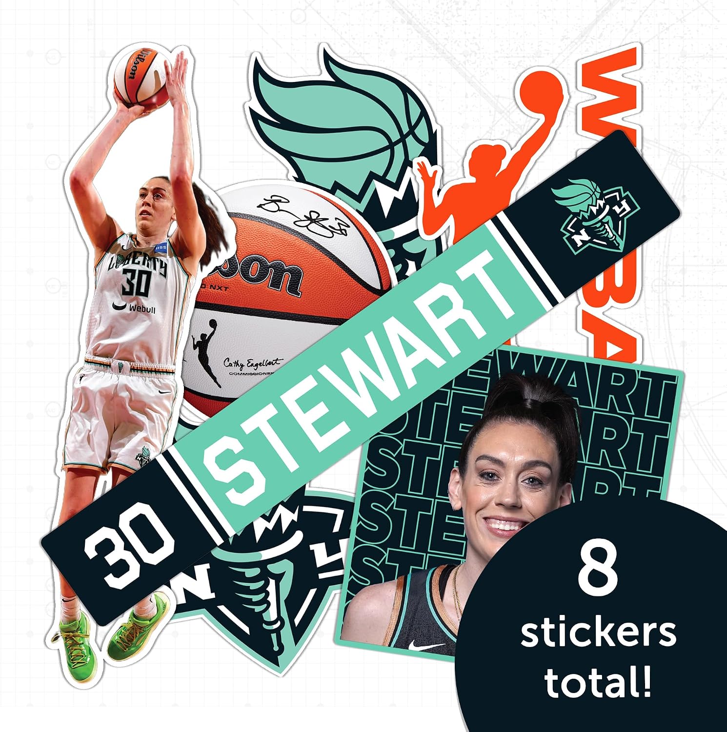 Desert Cactus Breanna Stewart New York Liberty WNBA Women's National Basketball Association Officially Licensed Sticker Vinyl Decal Laptop Water Bottle Car Scrapbook (P2)