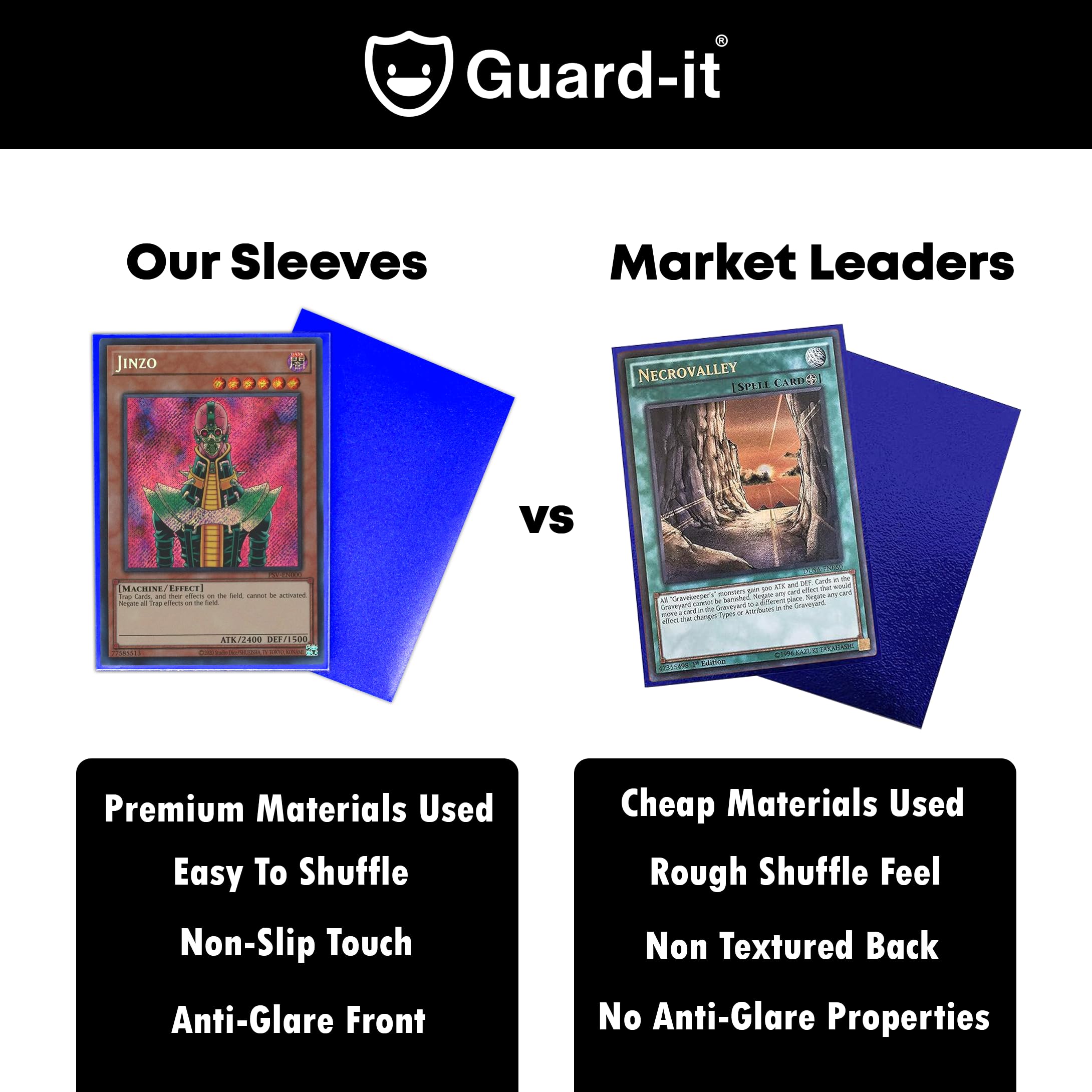 Guard-it - 150 Blue Small Japanese Size Trading Card Sleeves - Premium Deck Protectors for Yu-Gi-Oh, Cardfight!! Vanguard & Photocards - Image 4