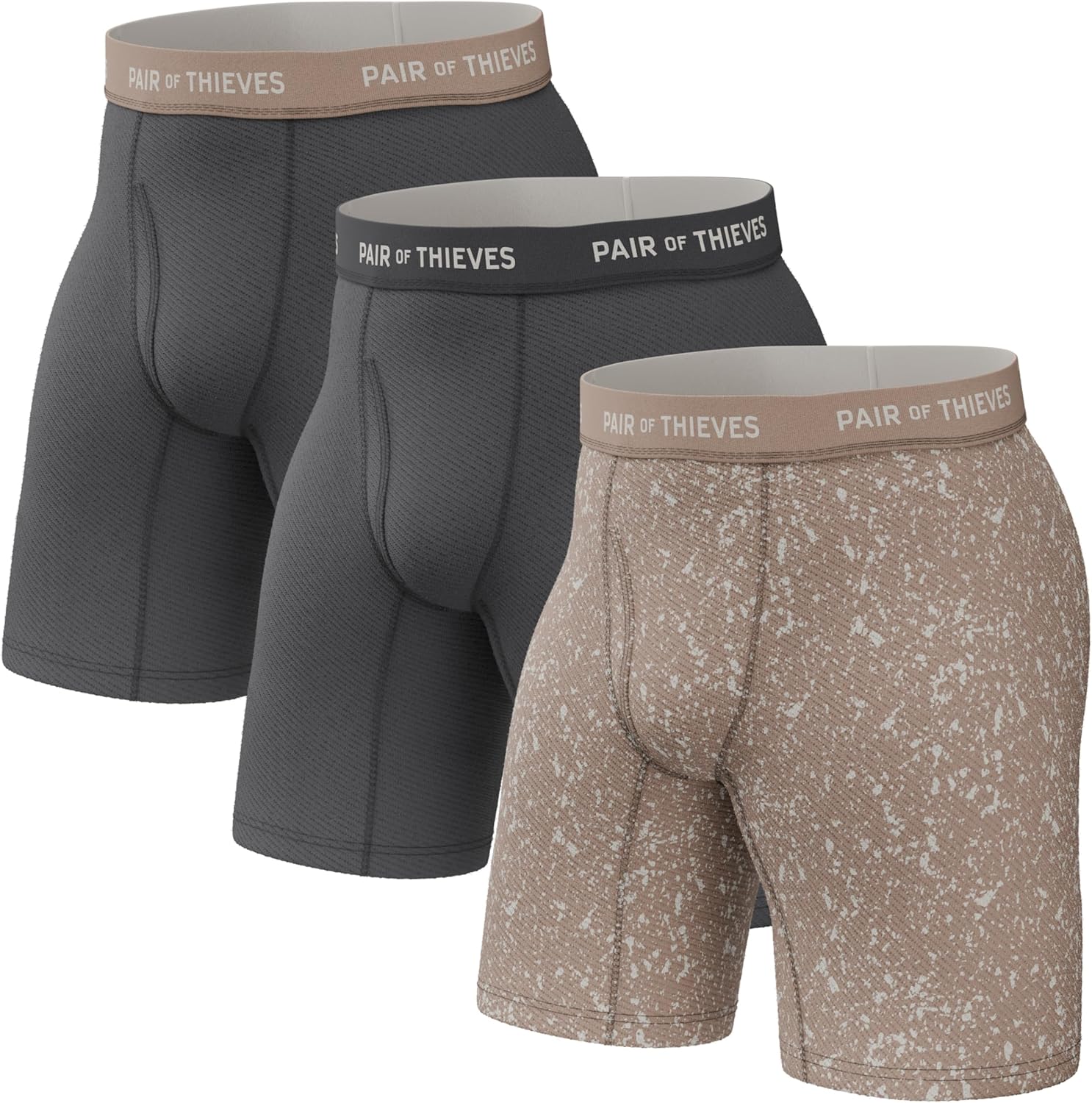 Pair of Thieves Men’s Long Boxer Briefs – Soft, Breathable, Quick Dry Underwear with 4-Way Stretch – Multi-Pack