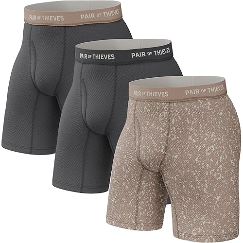 Pair of Thieves Men Super Fit Long Boxer Briefs | Underwear for Men | Lightweight, Soft, 4-Way Stretch | Moisture Wicking