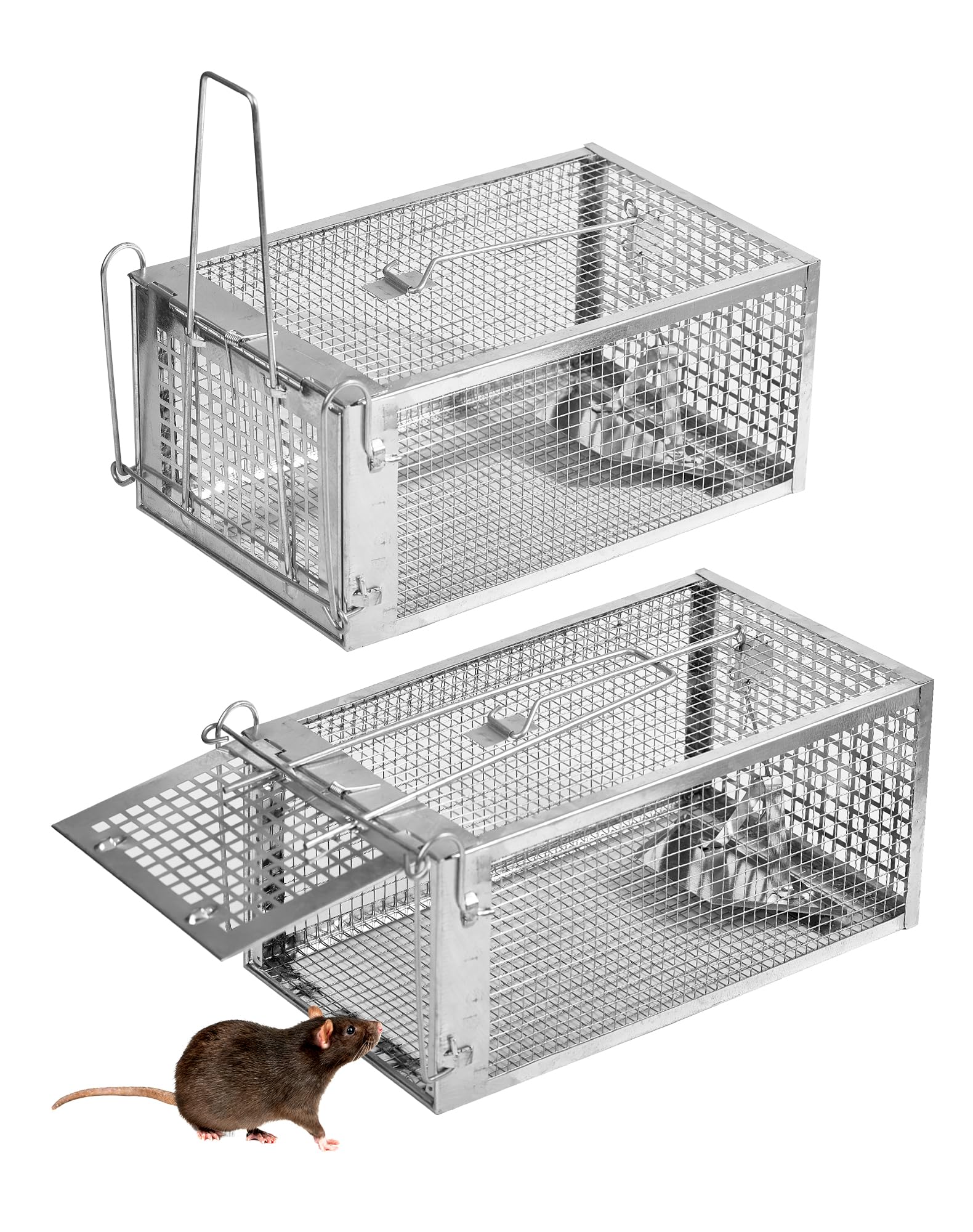 LAOYE Piège à Rat Cage Attrape Souris 2 Pcs Pièges à Rats Rongeurs Professionnel Extérieure Métal Grande Taille