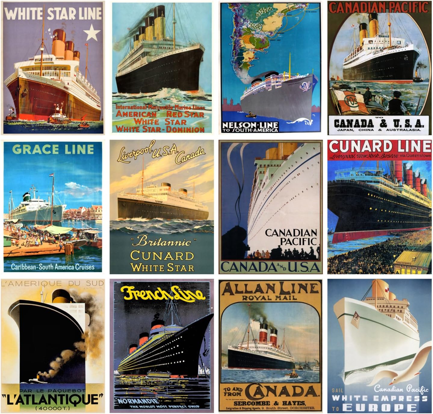 Amazon Com 2022 Wall Calendar 12 Pages 8 X11 Ocean Cruise Ships Vintage Travel Poster Ads Unknown Binding Office Products