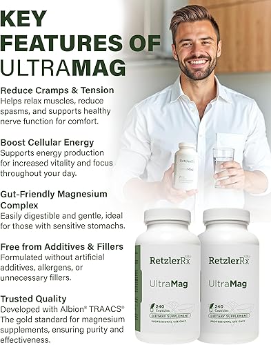 Miniatura 7 de RetzlerRx UltraMag 125 Suplemento de glicinato de magnesio  240 cápsulas con TRAACS patentado para una mayor absorción  Apoya la salud