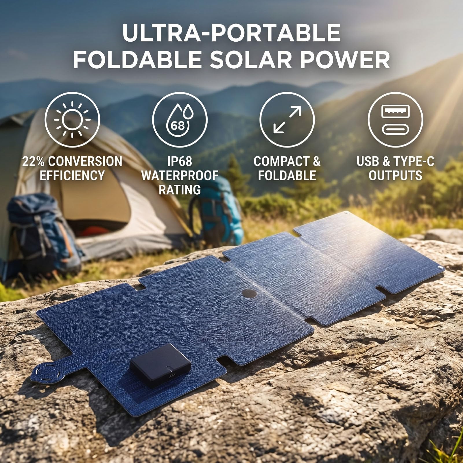 Matybobe Cargador Solar Plegable 28W con Panel ETFE y Salidas USB Tipo C