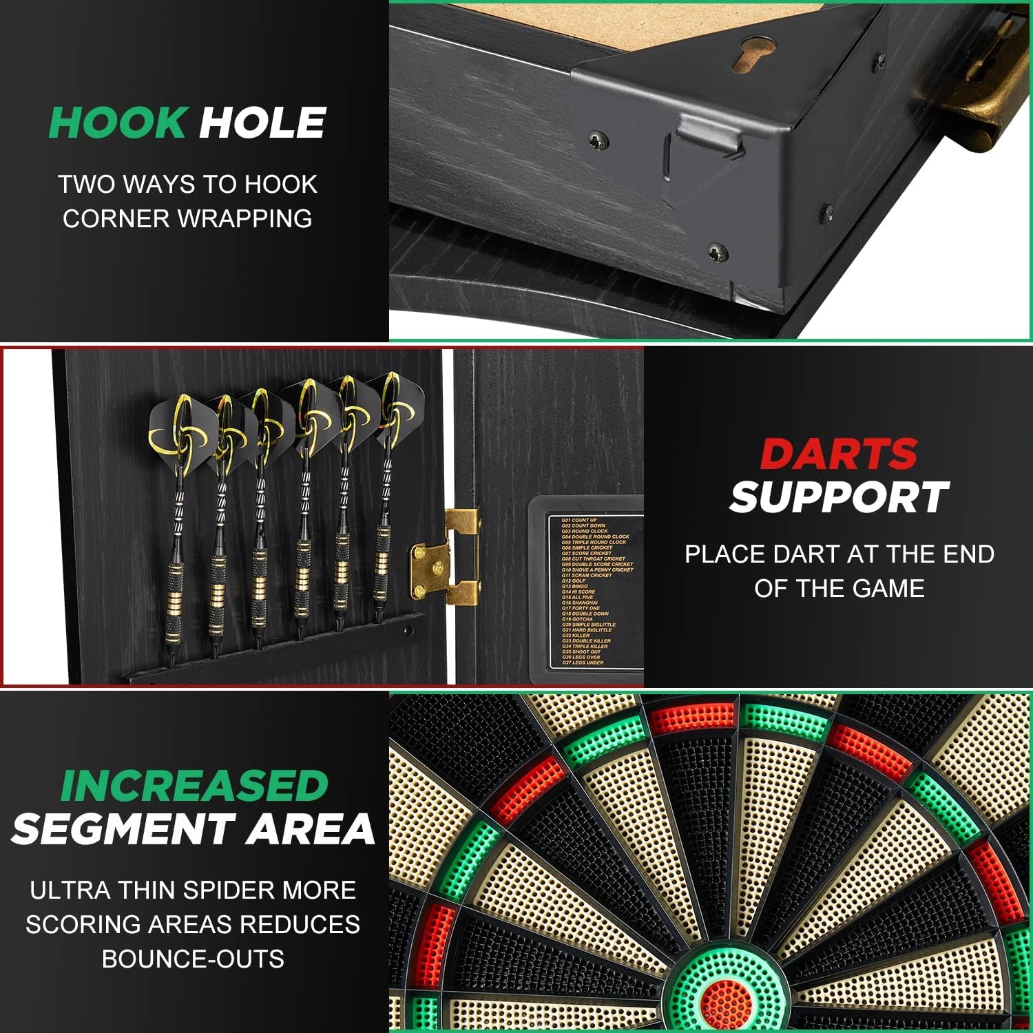 Set di freccette elettroniche – Tavola in legno da 45,7 cm con display a 4 LED, gioco di freccette multiplayer per feste e sale giochi, 243 opzioni di gioco