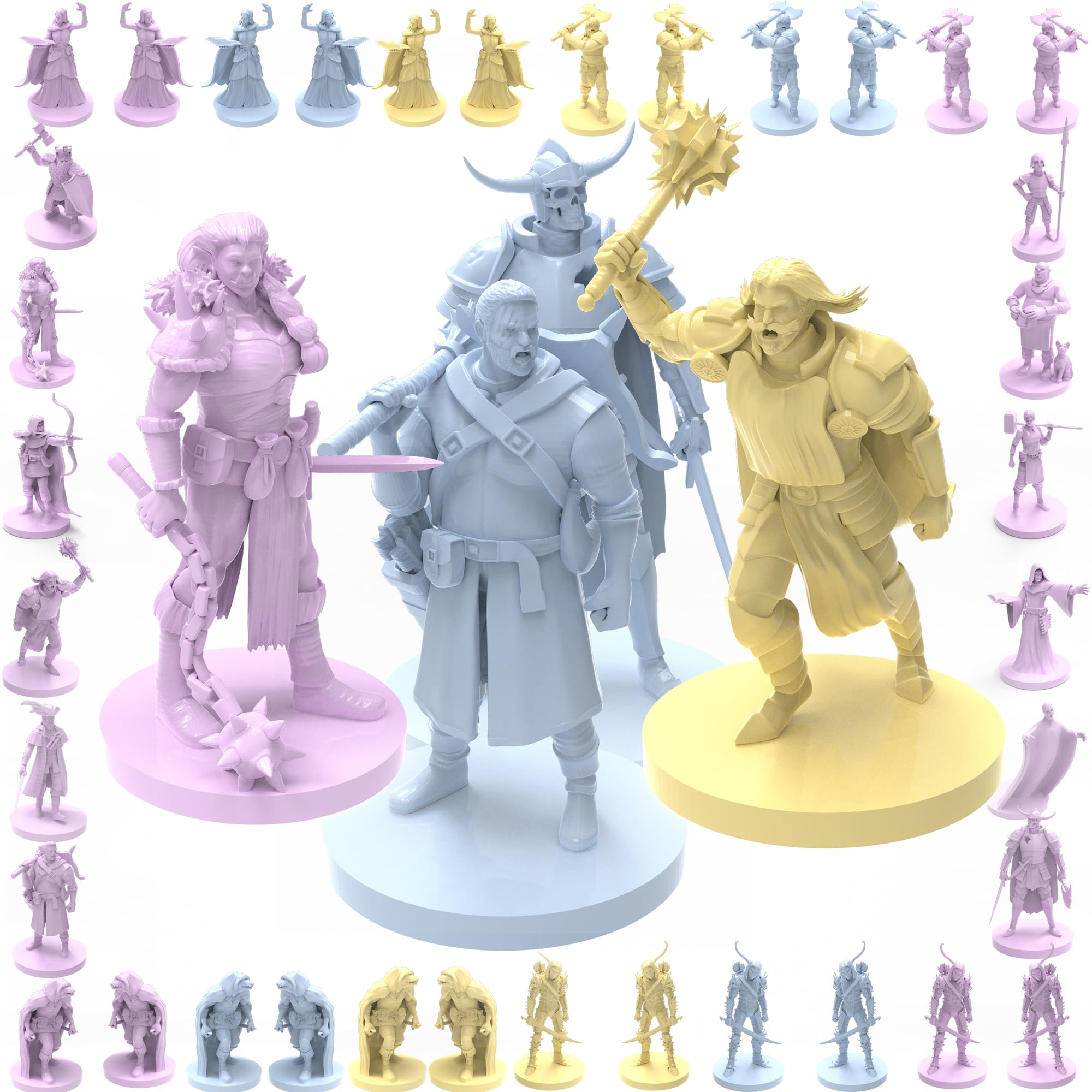 Mythical Heroes Town Dwellers, Heroes and Monsters Mini Figure Set for RPGs - 102 Pcs in 17 Designs, Suitable Size for DND (City Edition)
