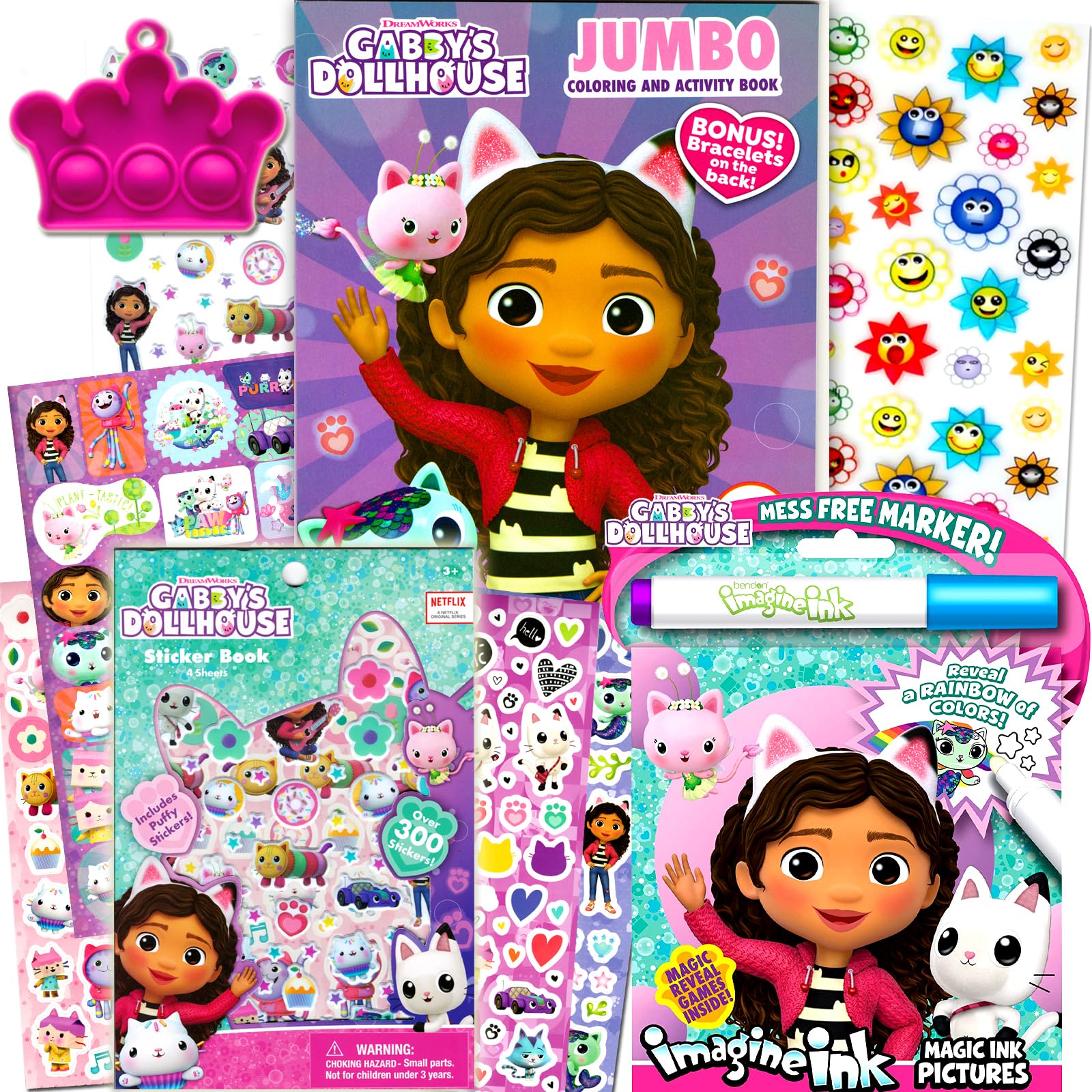 Gabby's Dollhouse Coloring Book and Stickers Super Set for Girls - Featuring Activities, Mazes, Games, Puzzles