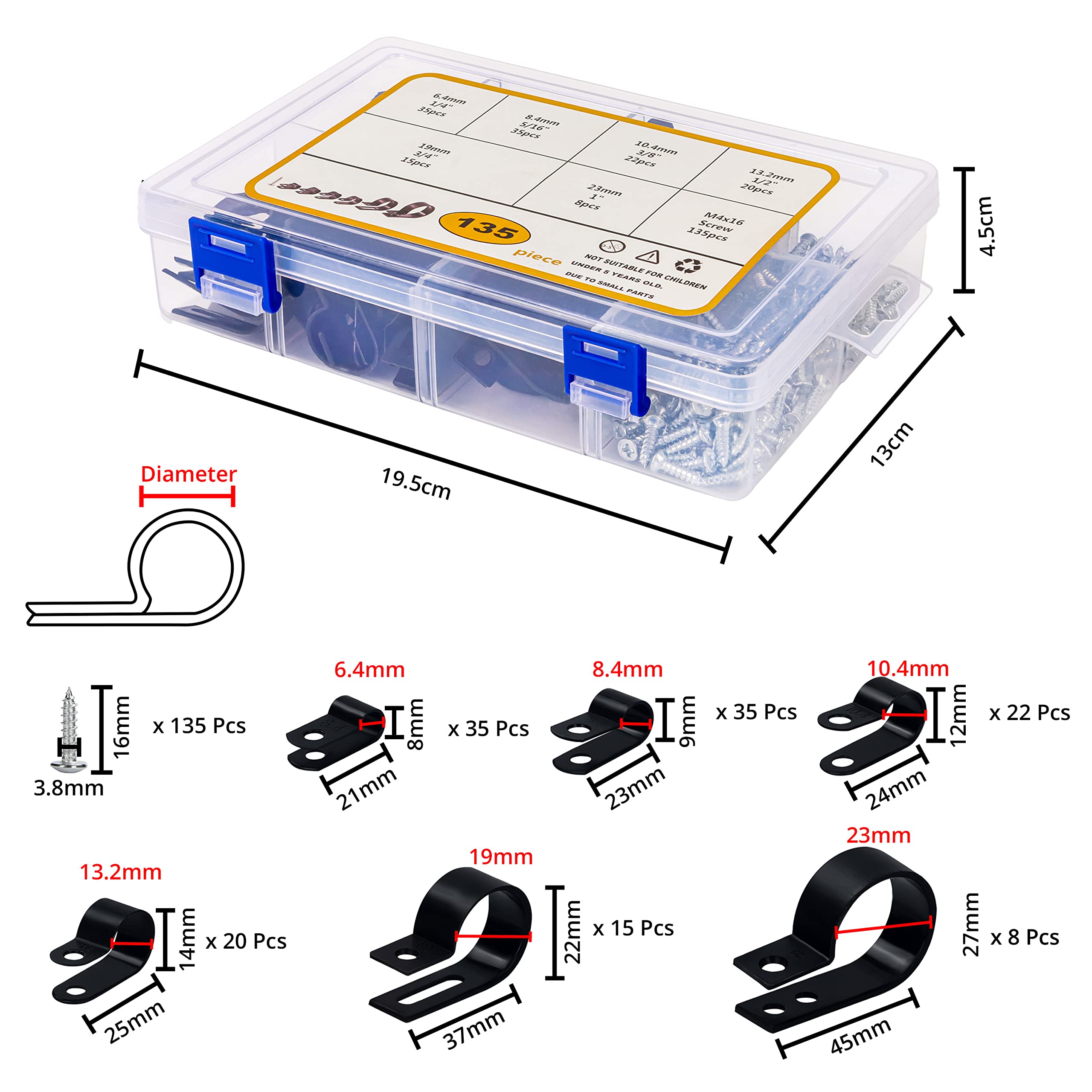 Sourcing Map 20 Clip Per Cavi In Nylon Tipo R, Diametro 5 Mm, Bianco – Fermacavi Rilasciabili Con Vite Per Gestione Fili - 4