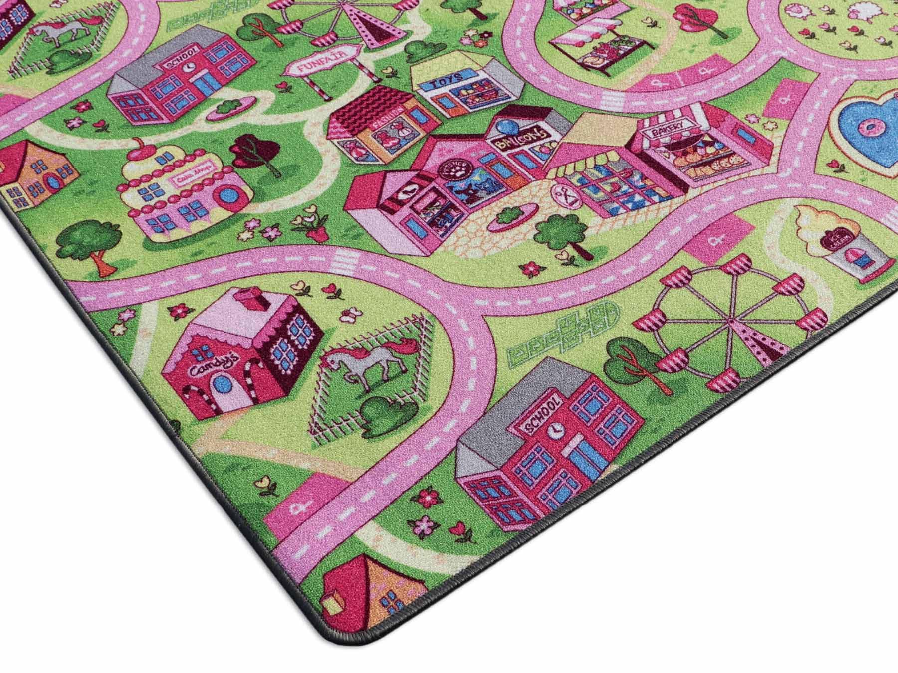 Primaflor Interaktiver Kinderteppich - 160 x 200 cm, Sweet City, Made in Europe mit Straßenmotiv, Hochwertiger Straßen-Teppich für Kinderzimmer, für Jungen & Mädchen