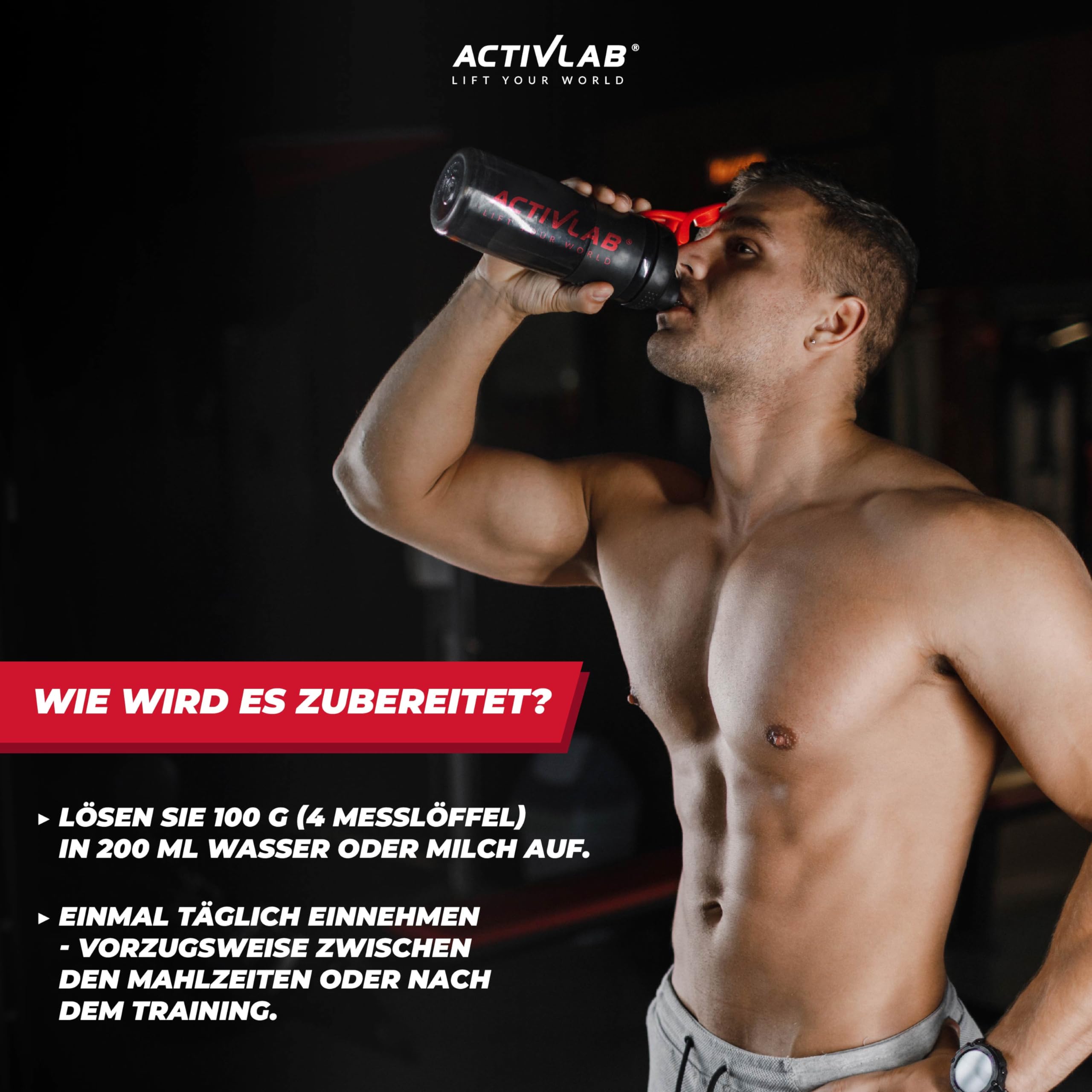 Activlab Whey Protein Weight Gainer - Kohlenhydrat und Molkenprotein - für schnellen Muskelaufbau - mit Kreatin und Taurin - 50 Portionen - Mass Up 5000 g Erdbeere