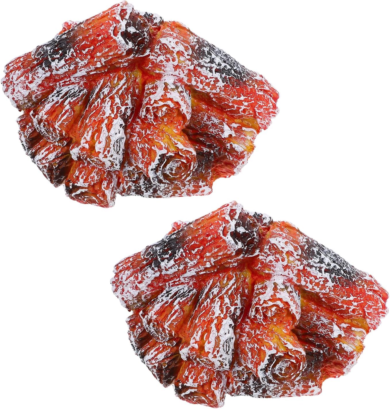 Luxshiny 2pcs USB Cordless LED Fake Campfire Lamps with Realistic Flame Effect Resin Bonfire Night Light for Indoor Decorative Fire Lamp Tabletop Accent