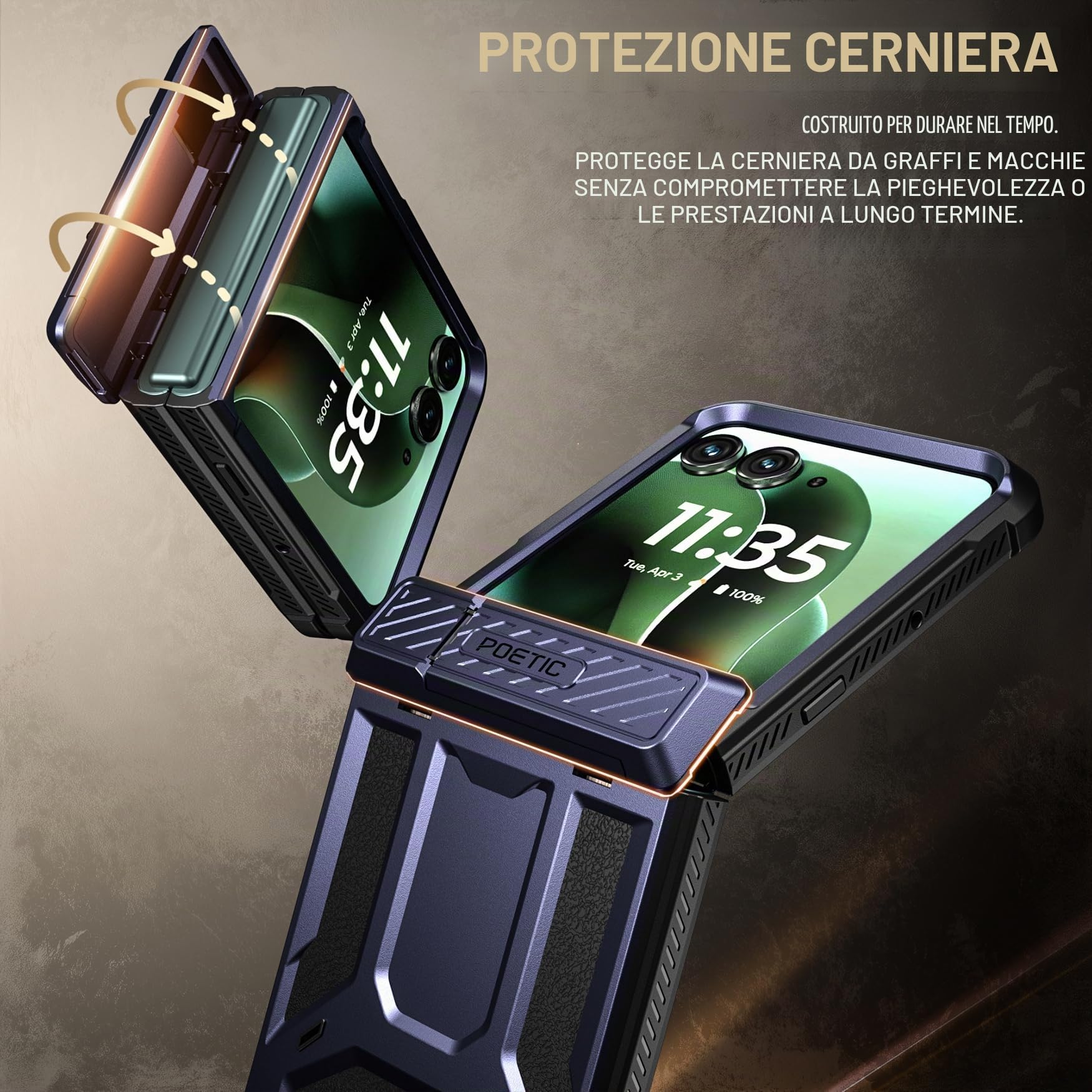 Poetic Spartan - Custodia per Motorola Moto Razr Ultra 2025, [Supporto][Protezione Cerniera][Testato Caduta 20FT Grado Militare], Custodia Protettiva Robusta Antiurto Corpo Intero con Supporto, Blu