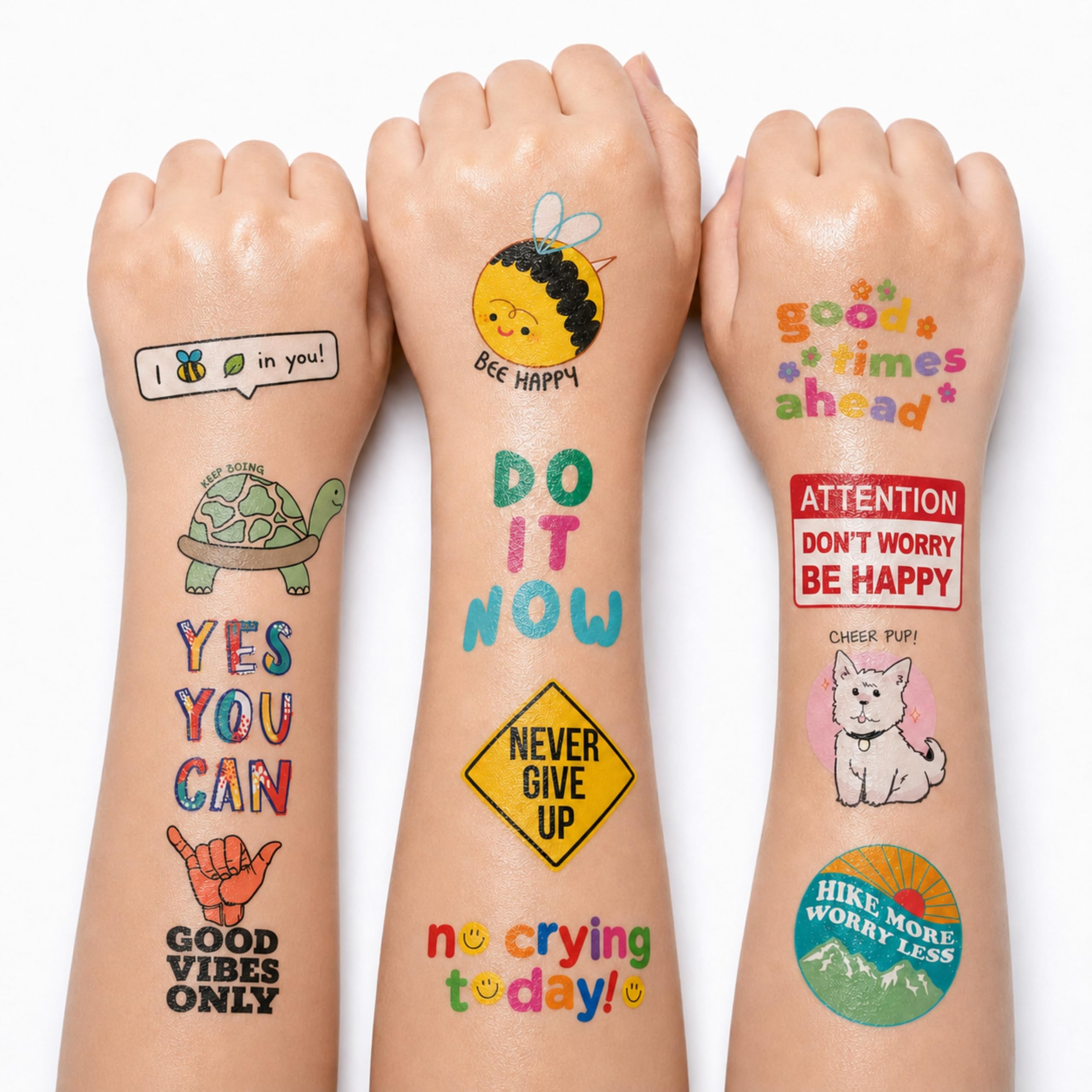96 Pcs Motivational Temporary Tattoos for Kids Party Favors