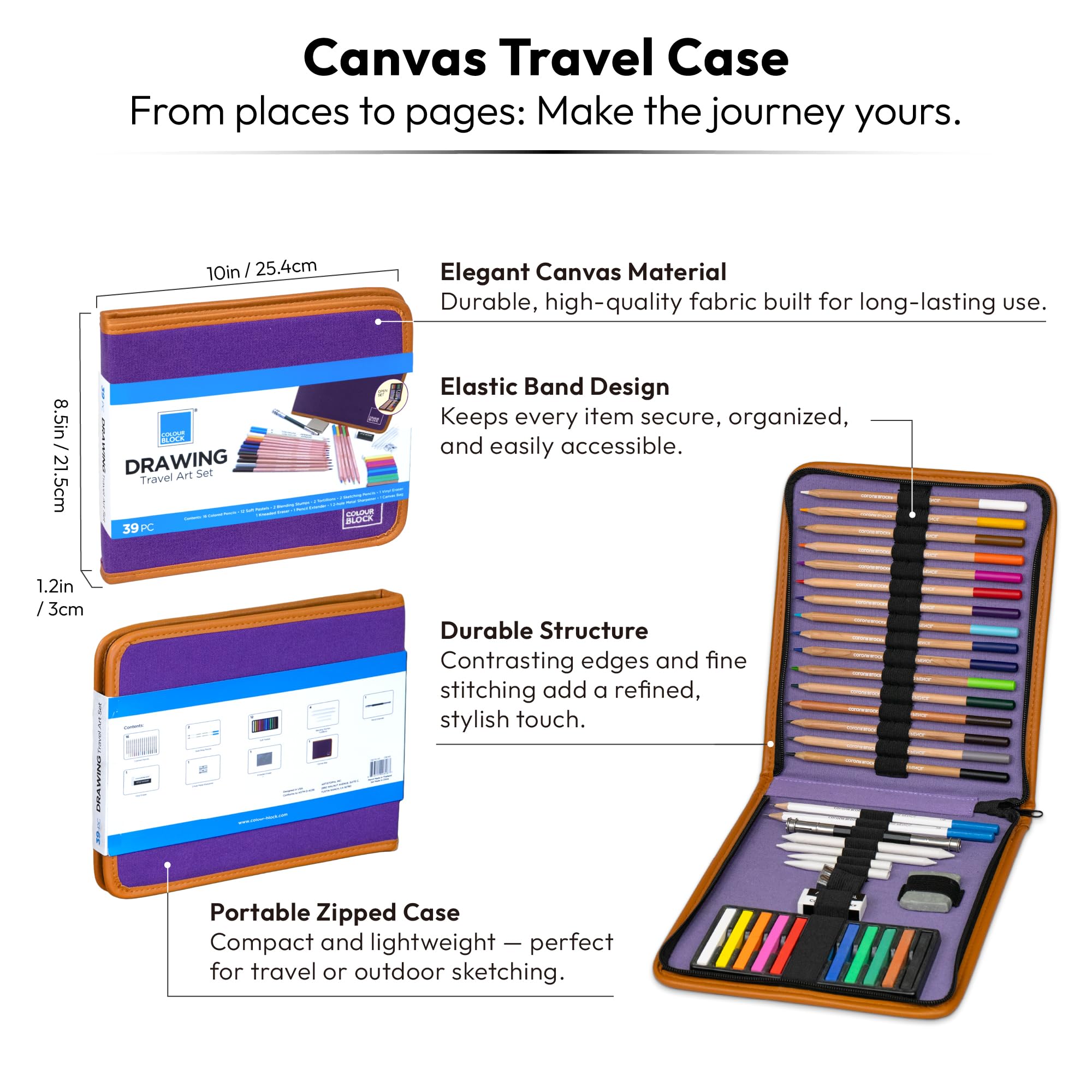 Amazon.com : COLOUR BLOCK 40-Piece Drawing Travel Art Set