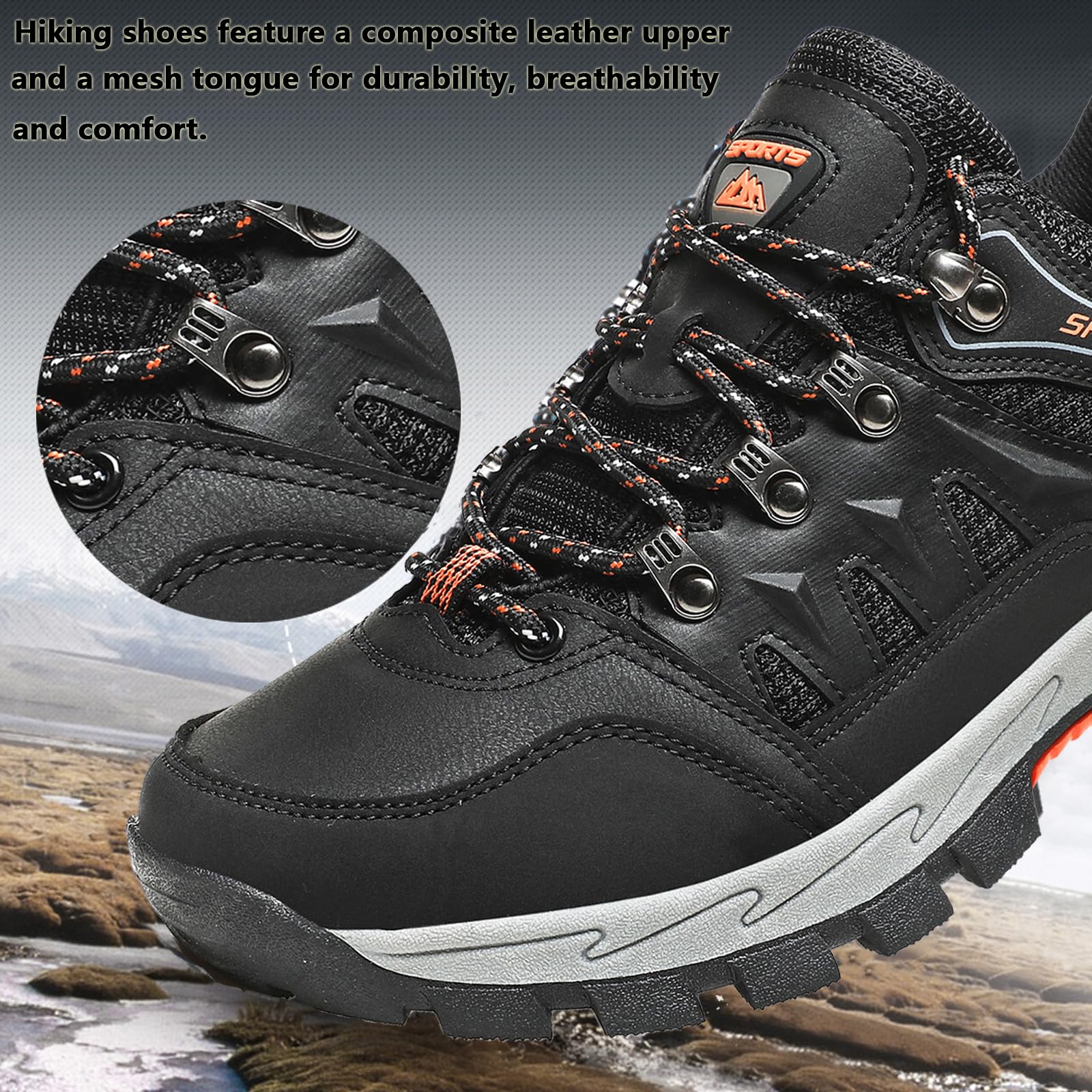 VTASQ Scarpe da Trekking Uomo Scarpe Montagna Antiscivolo Scarpe Escursionismo Ammortizzate Traspiranti Uomo Scarpe Ginnastica Camminata Stringate