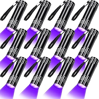 12 Pieces Blacklight Flashlights UV Led Mini Handheld Black Light Flashlight Small Portable UV Light Detector UV Flashlight 395nm 9 Led Light Torch for Pet Urine and Dry Stain, Not Included Battery