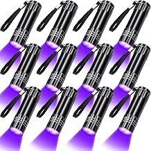 Riakrum 12 Pcs UV Blacklight Flashlights LED Handheld Mini Light Flashlight Small Portable Detector 395nm 9 LED Light for Pet, Carpet Dry Stains Detection, Spot Scorpions, Resin Curing Black