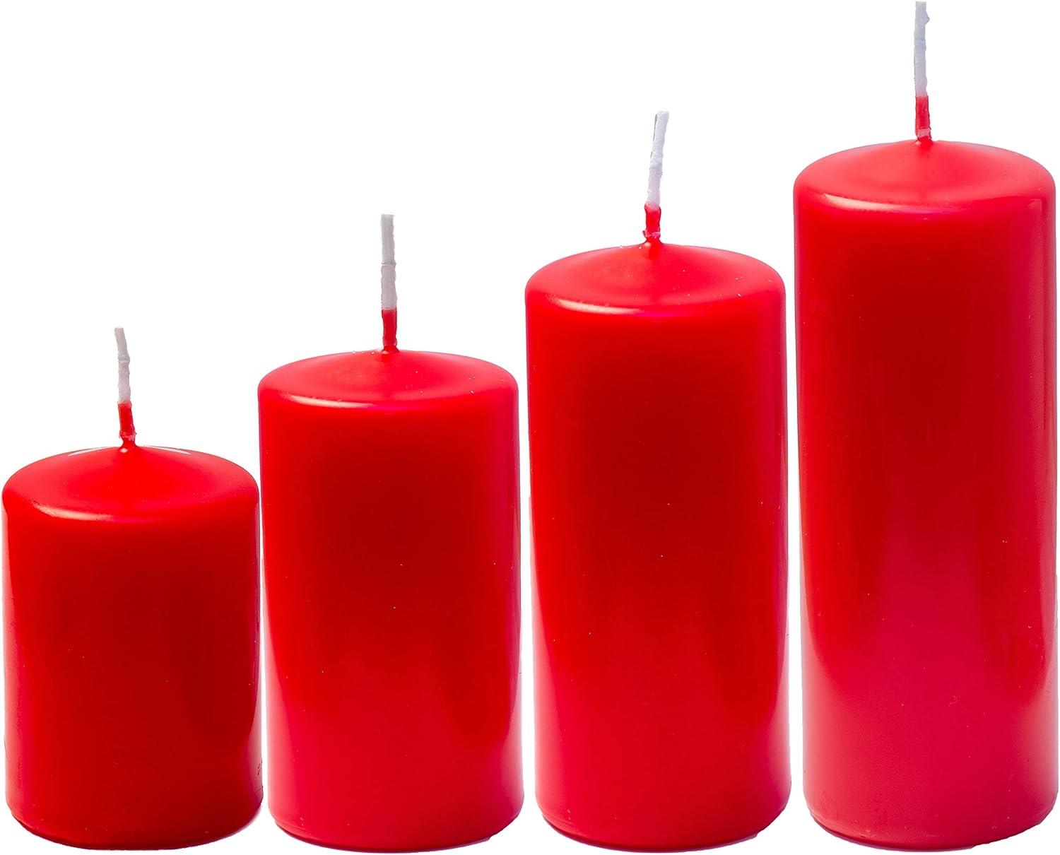 RED Pillar Candles Pack 4 Sizes (50mm Wide) Amazon.co.uk Home