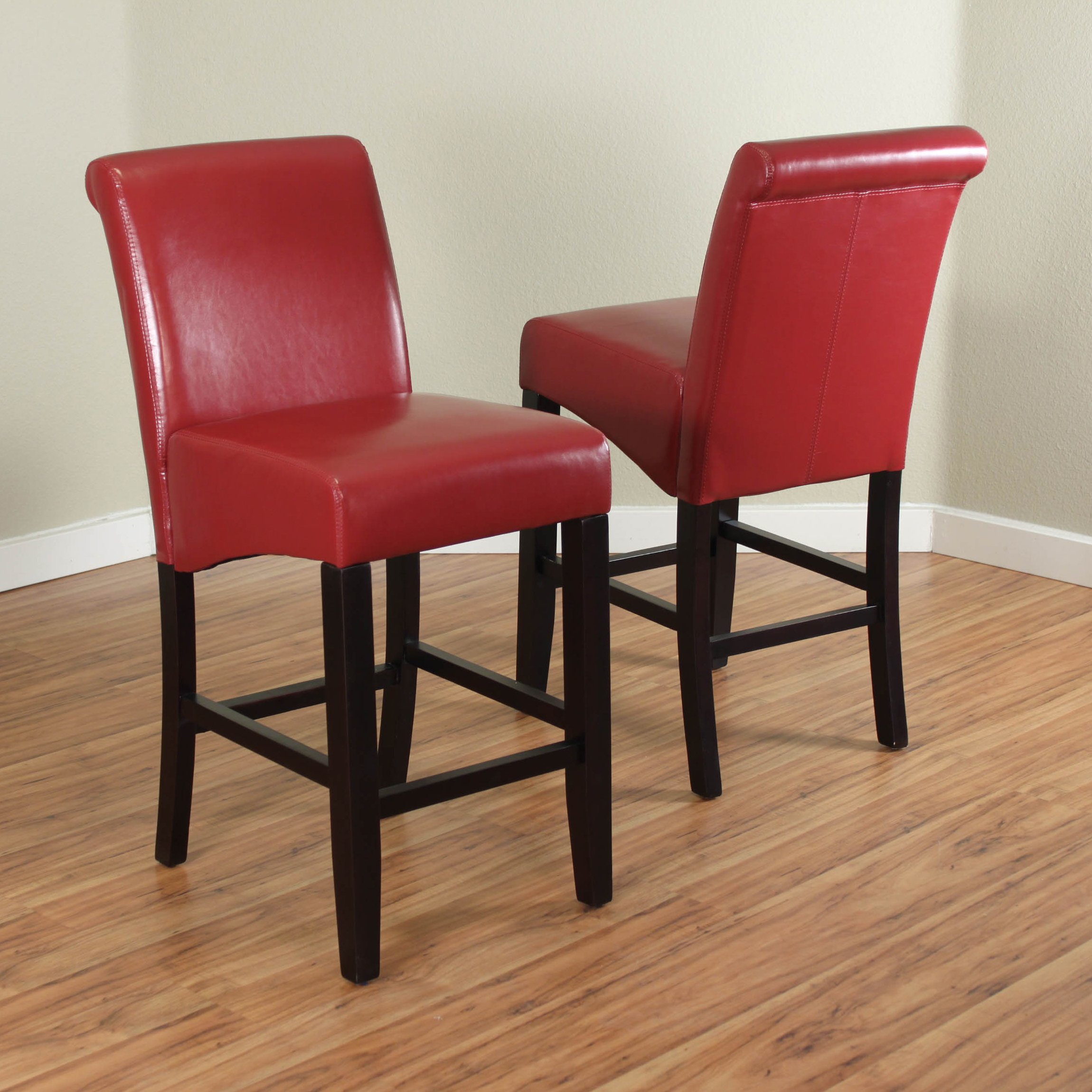 Monsoon Pacific Milan Faux Leather Counter Stools, Set of 2, Red
