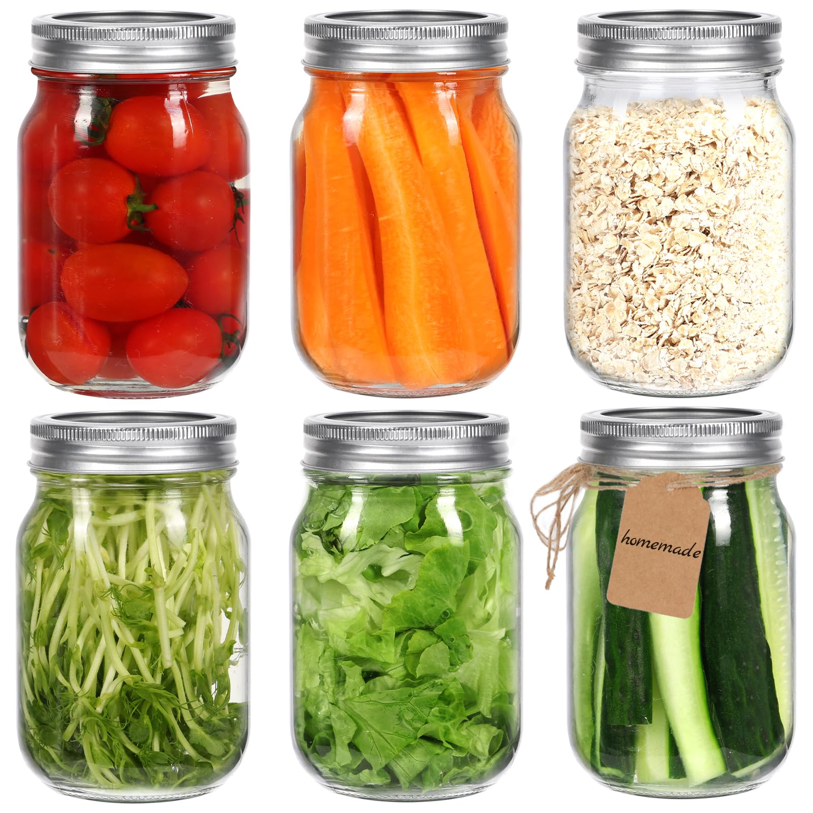 EkkoVla 6 Pack 500ml Pickling Jars with Airtight Lids