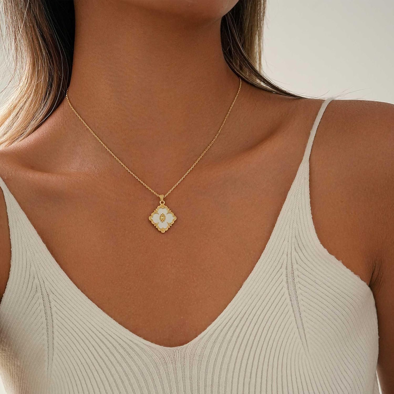 Gold Clover Necklace for Women ,Dainty 14K Gold Plated Pendant Necklace Colorful Clover Pendant Lucky Necklaces for Women Jewelry - Image 5