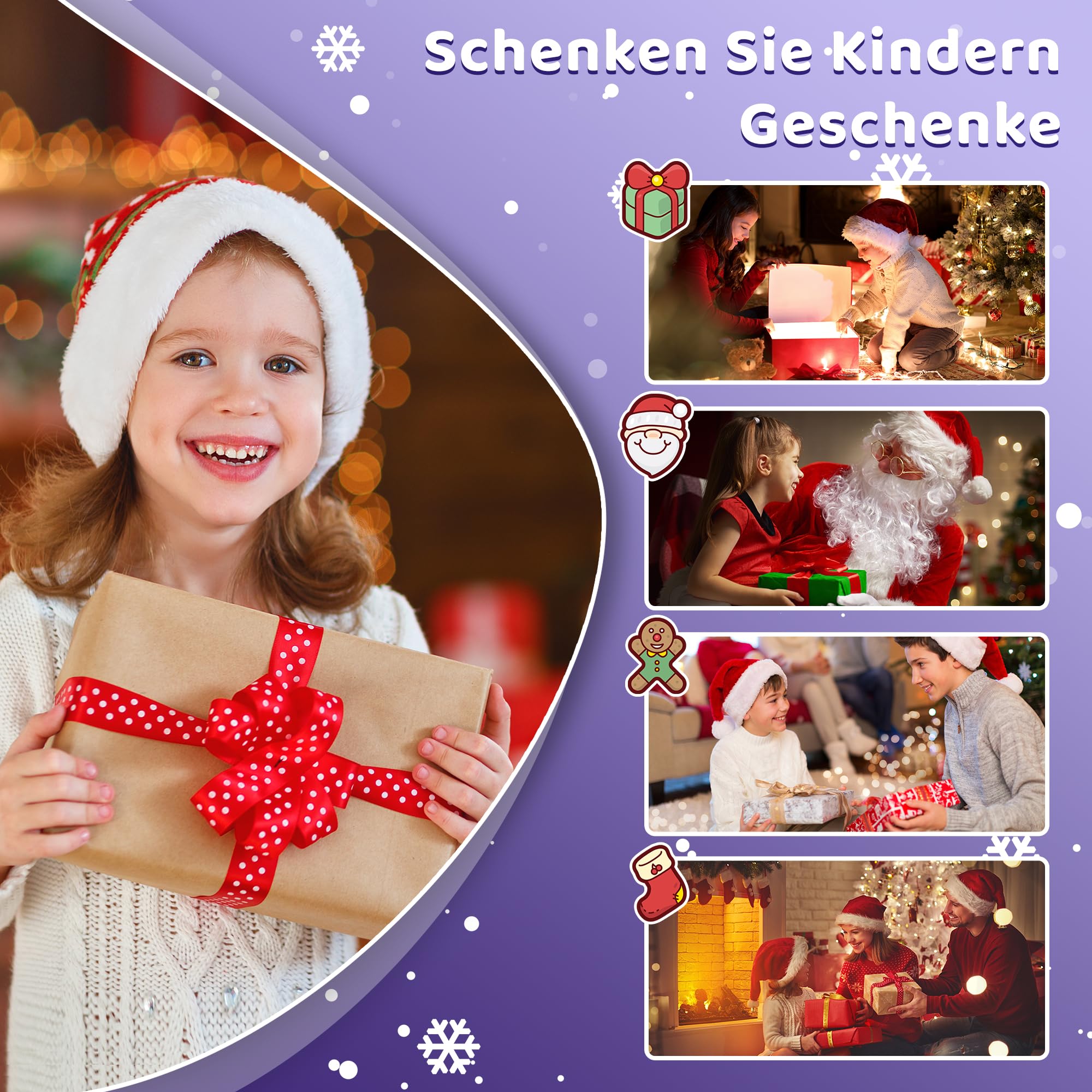 Kamera Sofortbildkamera, Kamera mit Karte & 4 Bände Druckpapier, 48MP Sofortbildkamera mit 1080P Digitalkamera für, Geschenke für Mädchen und Jungen von 3 bis 12 Jahre