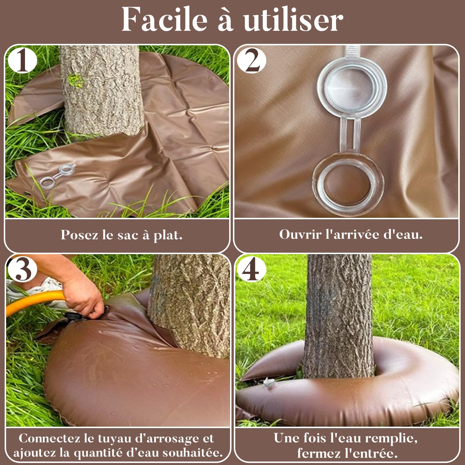 10 Pièces Anneau D'arrosage pour Arbres 55 L Sac D'irrigation Jardin Durable en PVC Résistant aux UV Réutilisable pour L’Irrigation des Racines des Arbres Jeunes et Matures