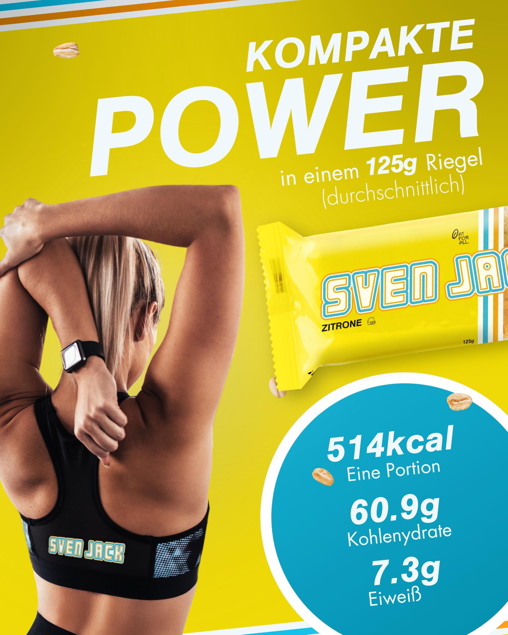 Sven Jack (Energy Cake) ALL IN ONE Haferriegel Mix Box 24x 125g I Original Haferflocken Energieriegel I Vegane Haferriegel I Langkettige Kohlenhydrate & wenig Zucker I Verschiedene Sorten
