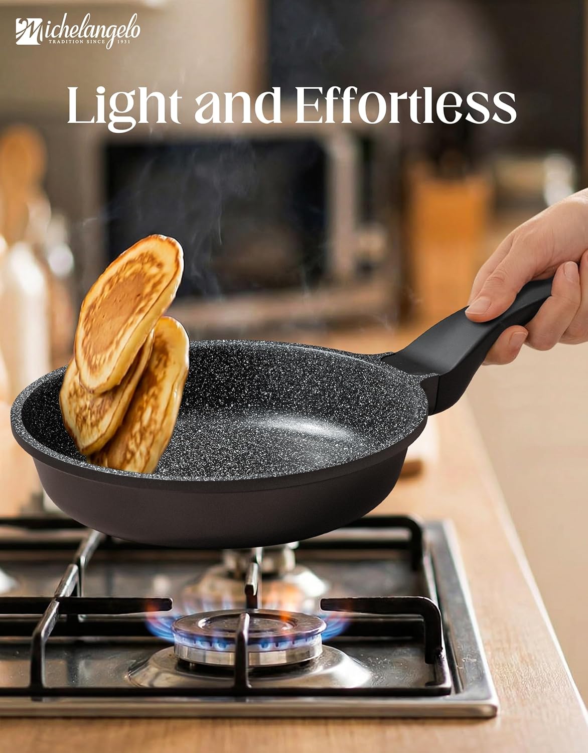 MICHELANGELO Frying Pans Nonstick - Large Non Stick Frying Pan 12 Inch | Ease of Cleaning, All Stovetops Compatible, Built to Last, Stay-Cool Handle - Image 7