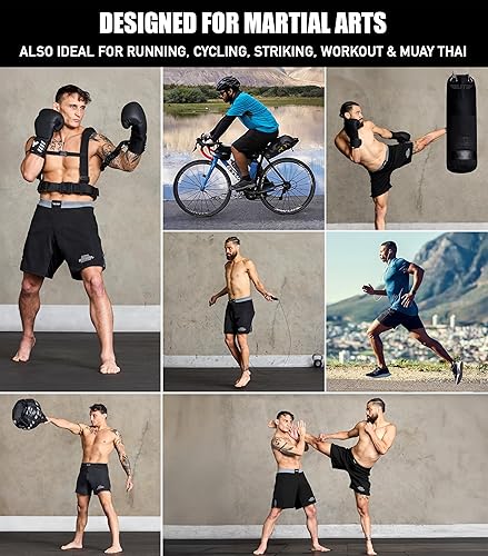 Miniatura 6 de Elite Sports - Shorts de combate para hombre, color negro, para combates MMA, BJJ, Jiu Jitsu