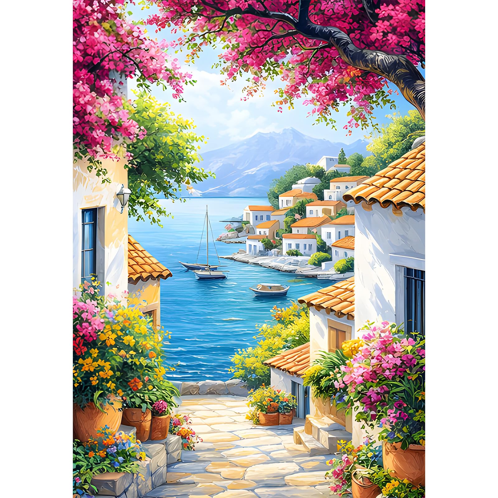 NEWENMO Sea View Diamond Painting Kits for Adults,Beautiful Scenery Diamond Art Kit,5D Landscape Diamant Art Craft,DIY Full Drill Crystal Embroidery Gifts,for Living Room Home Decoration 30x40cm