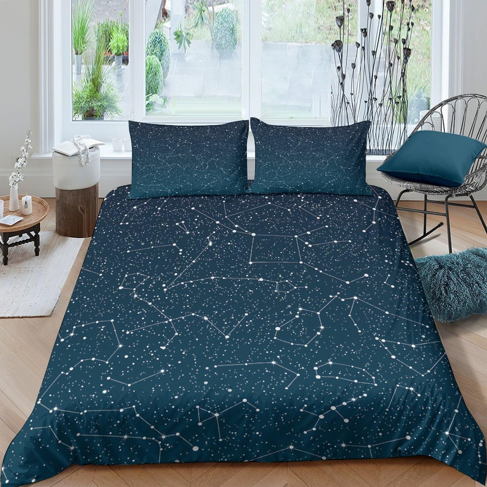 GPLZQXKJNH 3D Printed Galaxy Starry Sky Duvet Cover Set Microfiber Soft Breathable Cosmic Nebula Bedding with 2 Pillowcases Single（135x200cm）