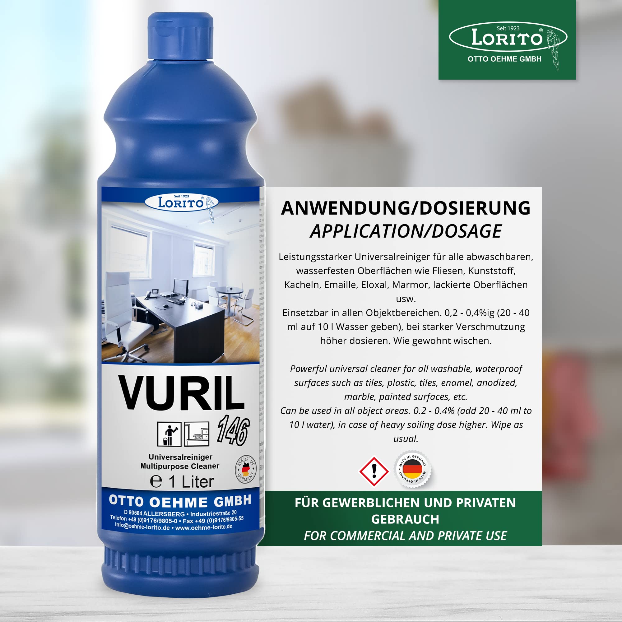 Lorito Vuril Universalreiniger, Allzweckreiniger für Fliesen, 12x 1L