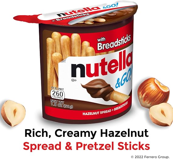 Nutella & GO! Hazelnut And Cocoa Spread With Breadsticks, Snack Cup, 1.8 Oz (Pack of 3)
