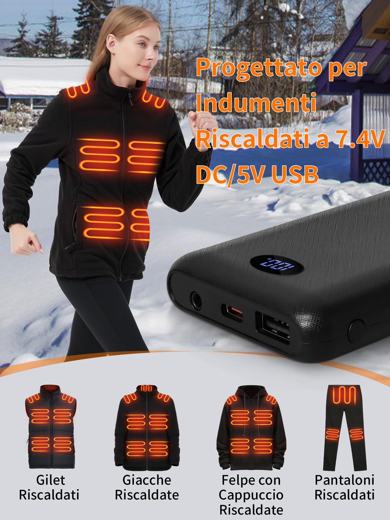Power Bank Heated Vest 74V10000mAh LCD Output - Dettaglio
