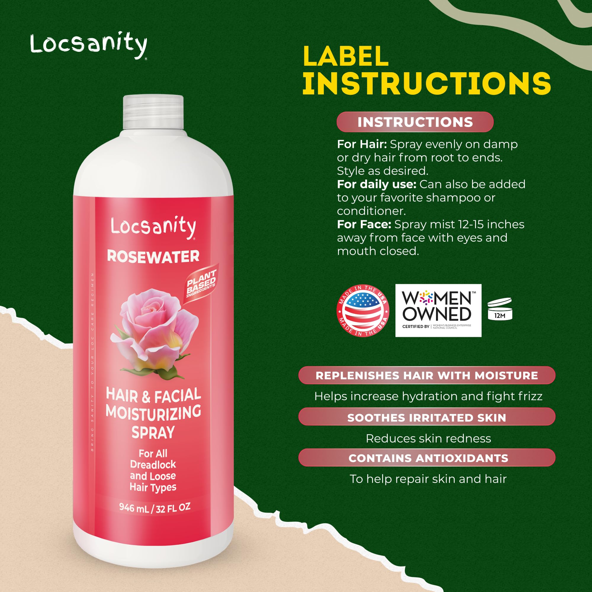 Locsanity Pure Rosewater Hair and Facial Spray