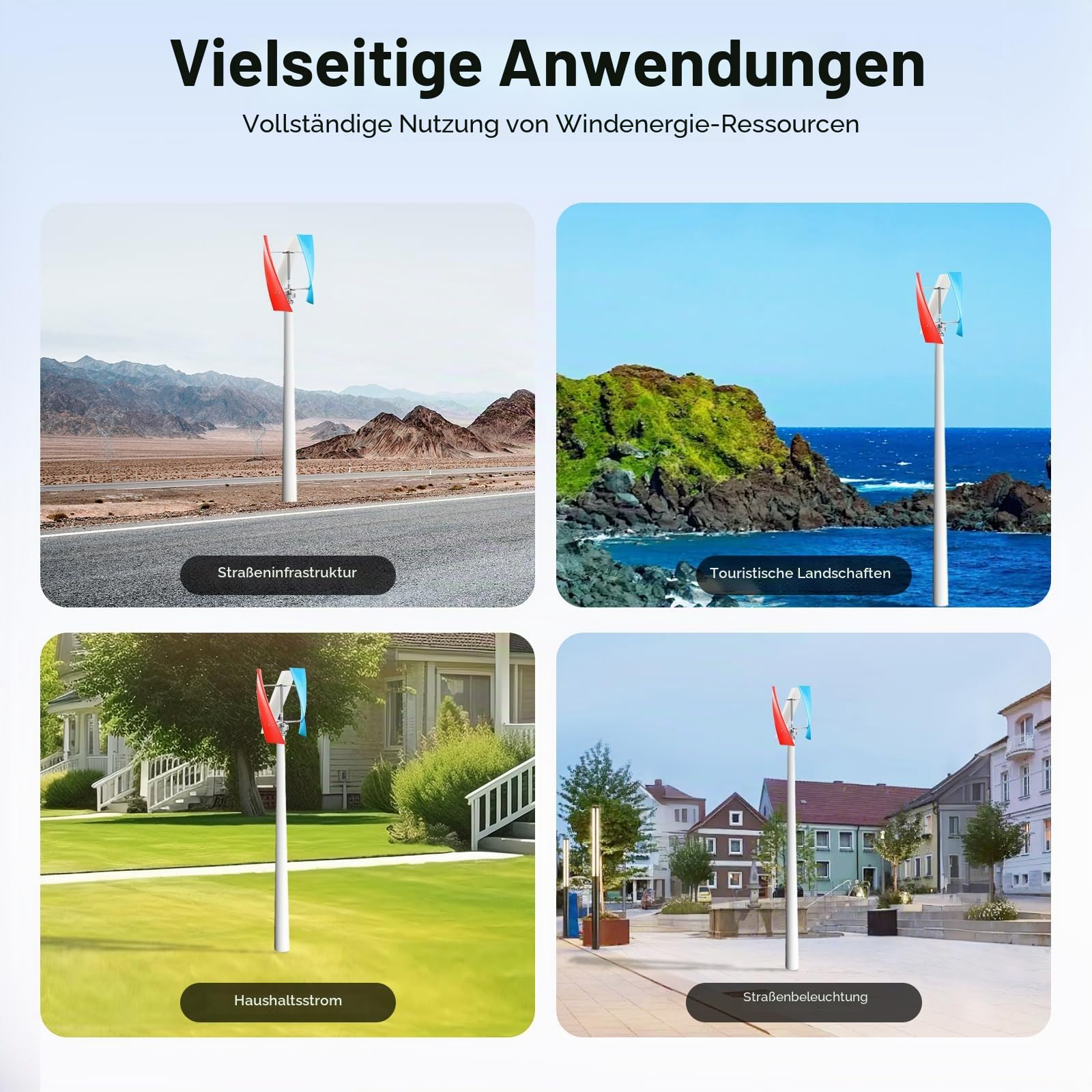 Windturbinen-Generator 400W Windkraftanlage 3-Klinge Windrad Stromerzeugung Windgenerator mit Steuerung, 300 U/min, für Schiffen, Pavillons, Hütten, Wohnmobilen