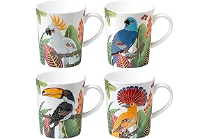 Exquisite Bone China Mugs: Birds of Paradise Collection