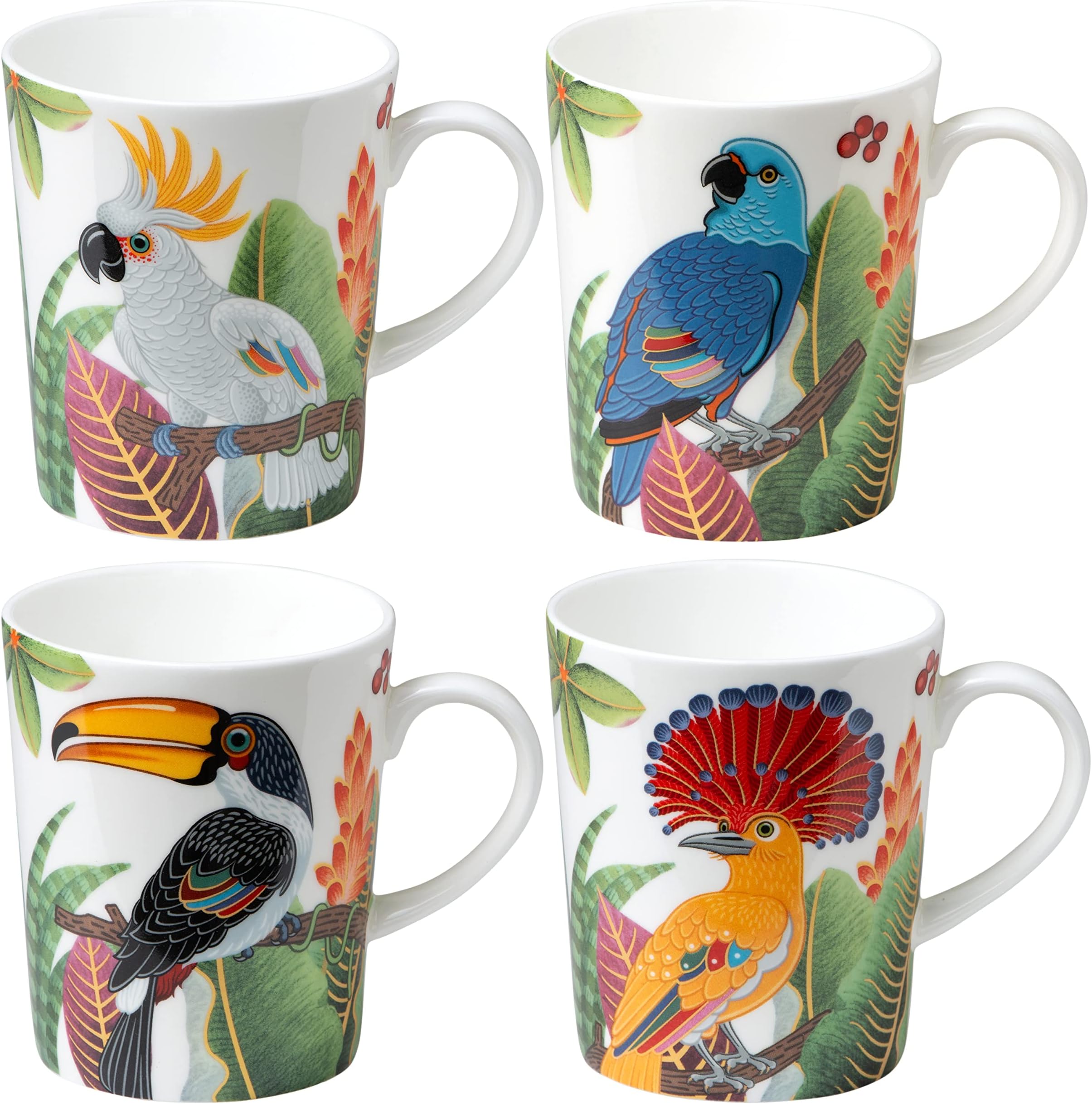 Grace TeawareBone China Coffee Tea Mugs 12-Ounce, Assorted Set of 4 12-Ounce