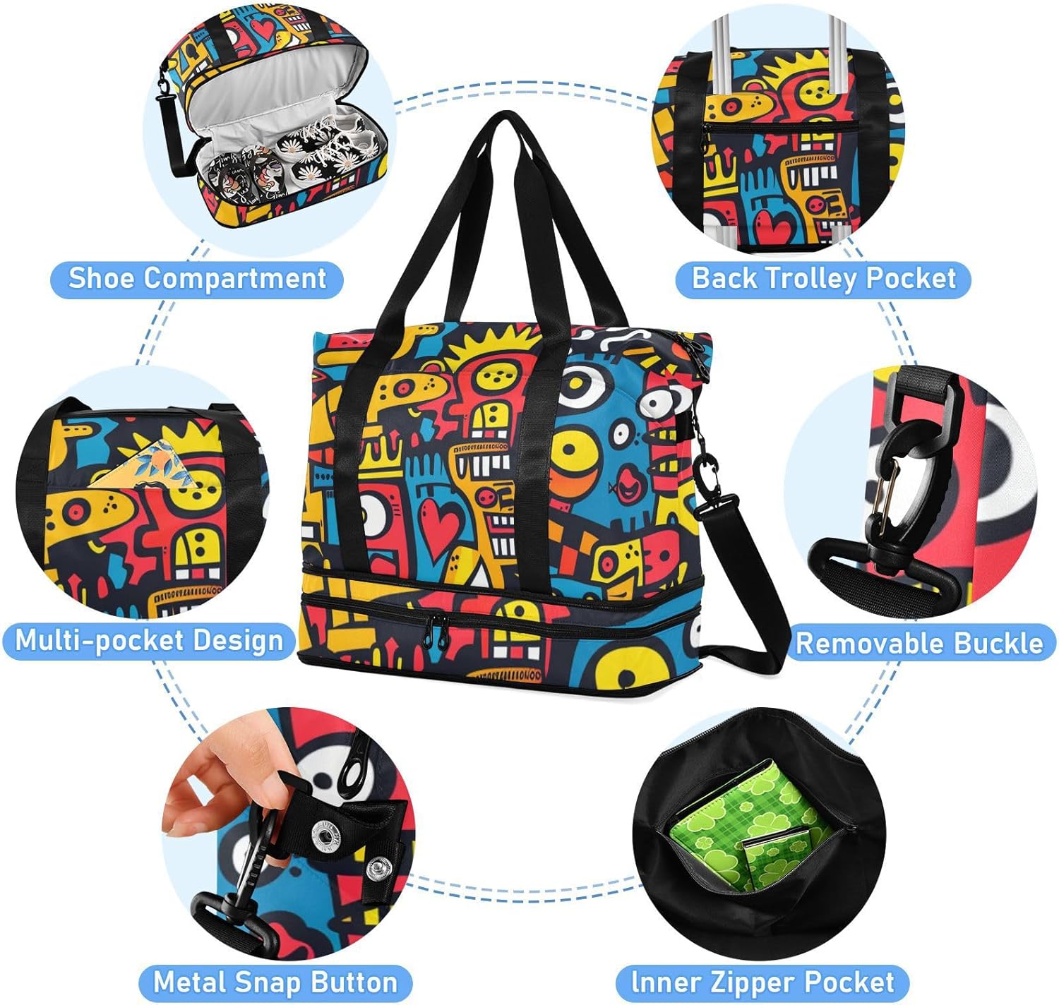 Abstract Figure Sports Tote Gym Bag Gym Bag with Adjustable Strap for Sports Waterproof