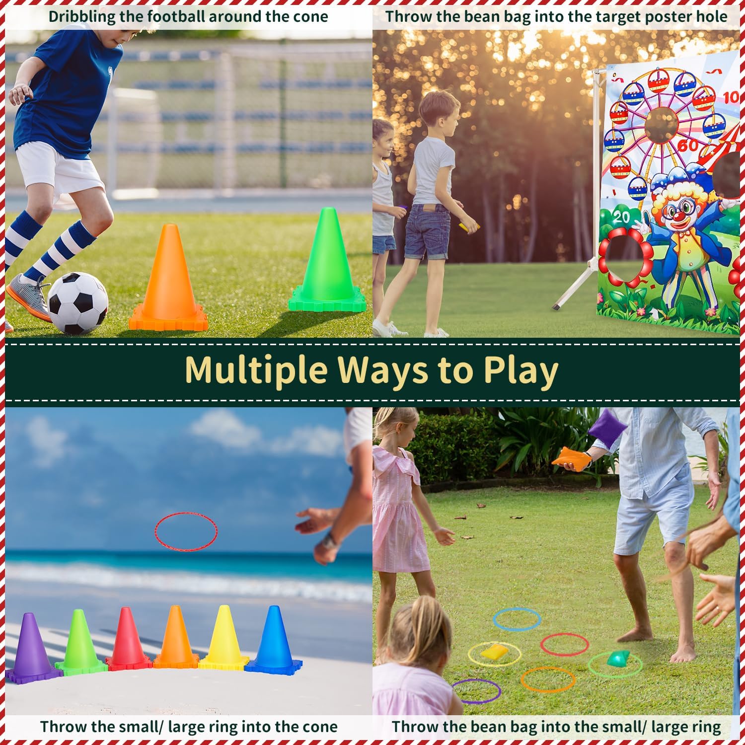 Vabrloy 36-tlg. Garten Spiele Set - Ringwurf & Kegeln Für Draußen