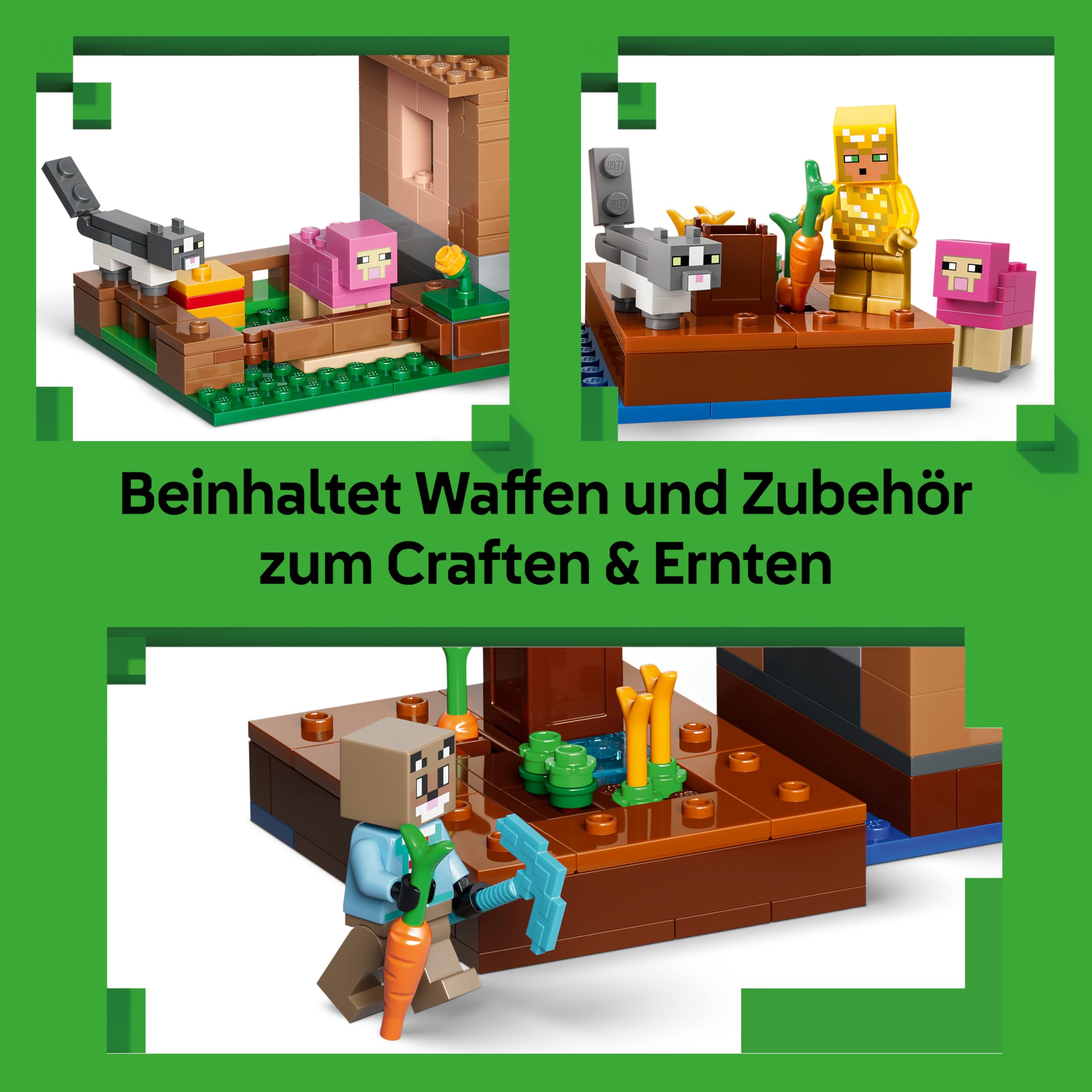 LEGO Minecraft Angriff des Magiers auf das Dorf - Modell mit Garten - 11 Figuren inkl. Maurer & Eisengolem - Zimmerdeko für Kinder - Gaming Geschenk für Jungen, Mädchen und Fans ab 9 Jahren - 21596
