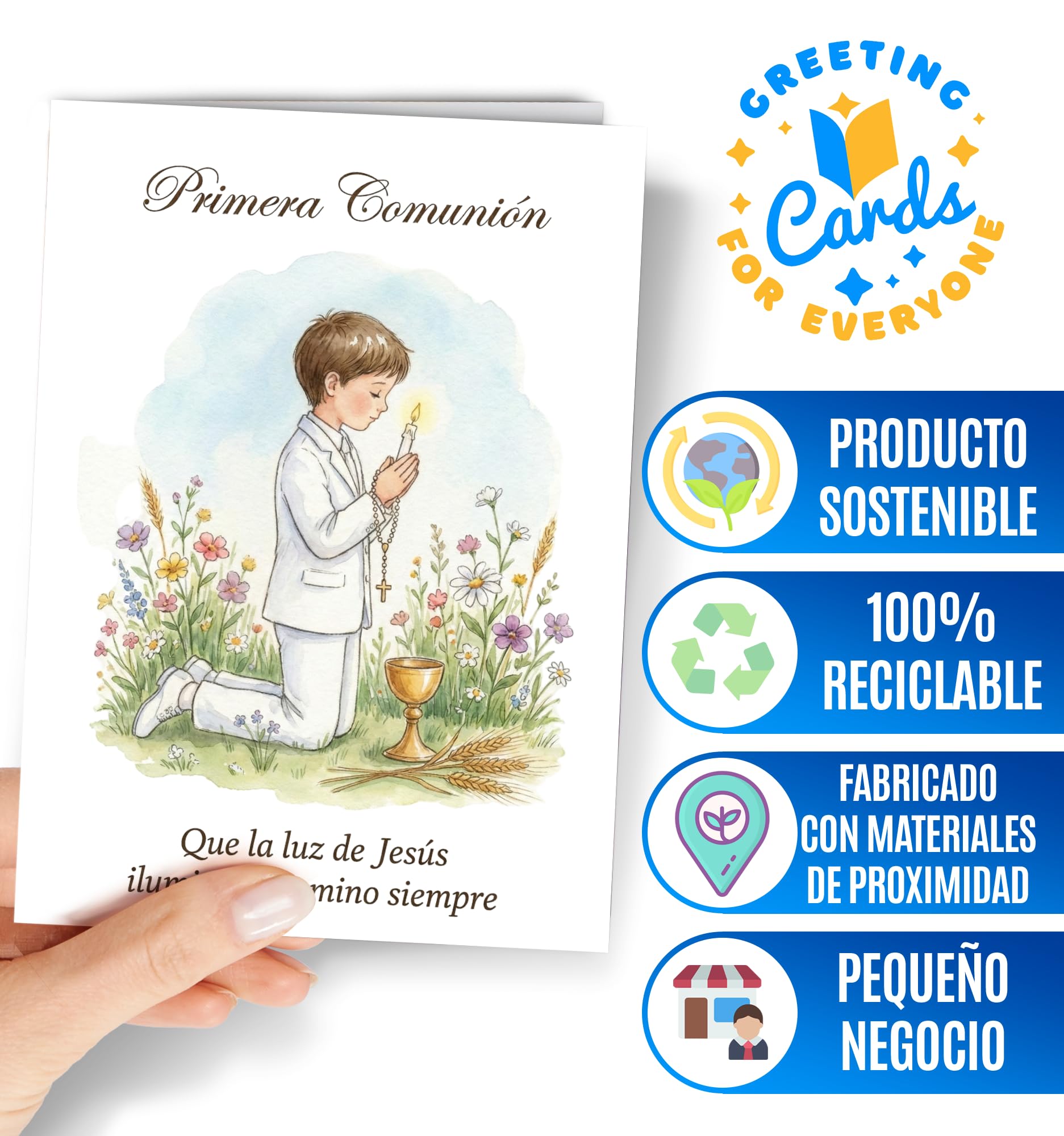 Greeting Cards for Everyone Tarjeta de Primera Comunión - Regalo de Primera Comunión para Niño, Nieto - Tarjeta de Recuerdo con Sobre para hijo, sobrino, ahijado - EU 287 — view 2