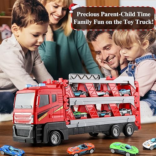 Miniatura 6 de SIBOYL Juguetes para niños y niñas de 4, 5, 6, 7, 8 años, camiones de transporte, automóvil, juguetes de Navidad, regalo de cumpleaños, juegos de