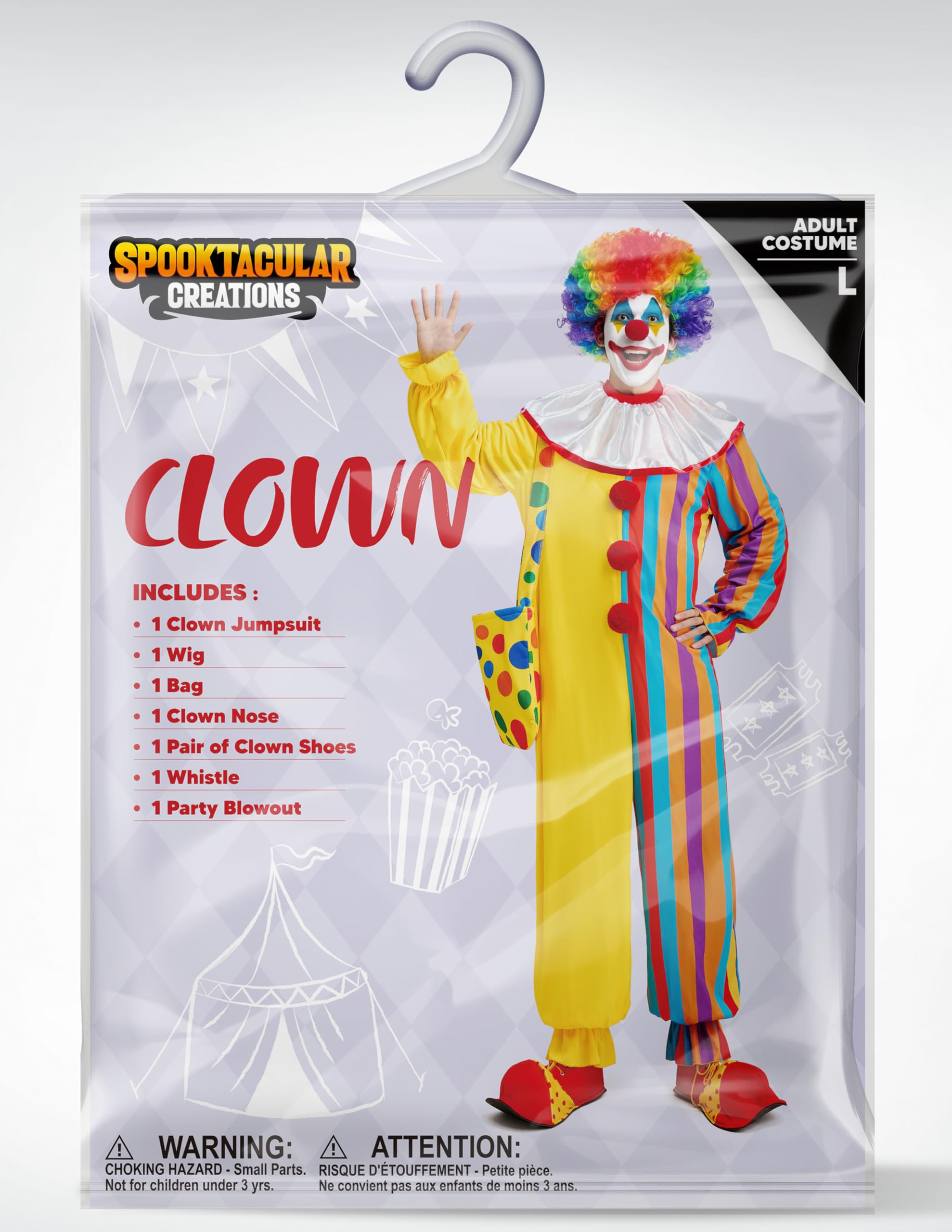 Spooktacular Creations Kolorowy kostium klauna dla dorosłych unisex na Halloween