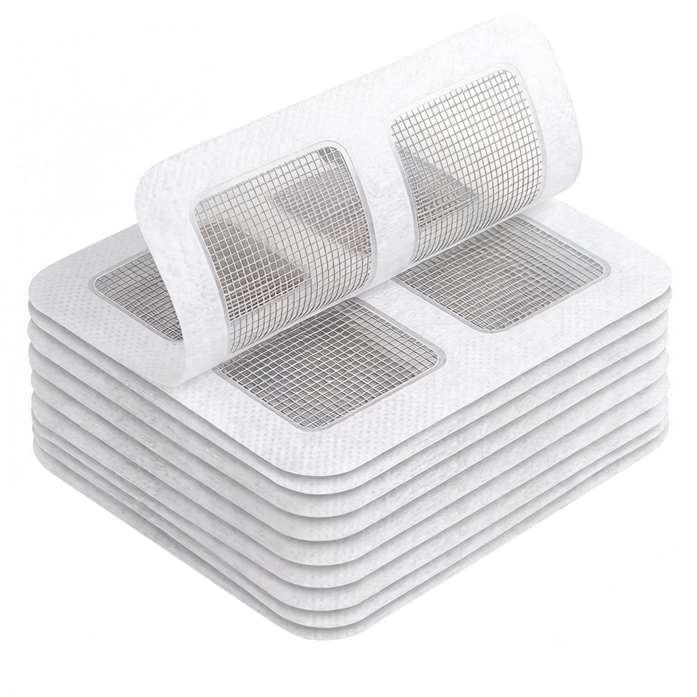 Vervevum 10Pcs Disposable Shower Drain Hair Catcher, Drain Cover Protector for Shower Kitchen Bathroom Tub, 3.94x3.94 Inch, Disposable Covers