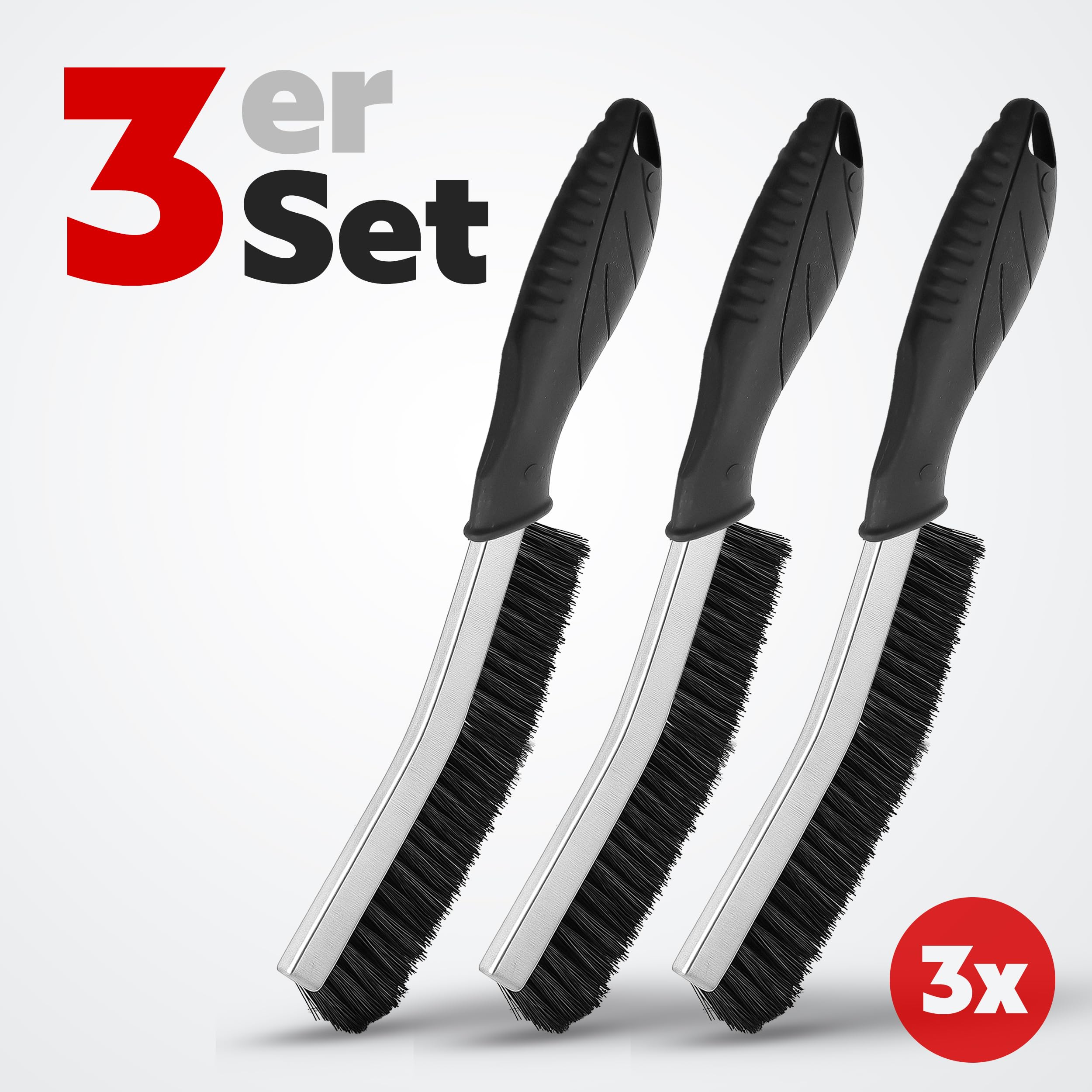 ONBEST Fugenbürste 3er Set mit großem Griff | Reinigungsbürste, Fugenreiniger und Fliesenreiniger für Badezimmer, Bad und Küche, gegen Schmutz und Kalk in Fugen