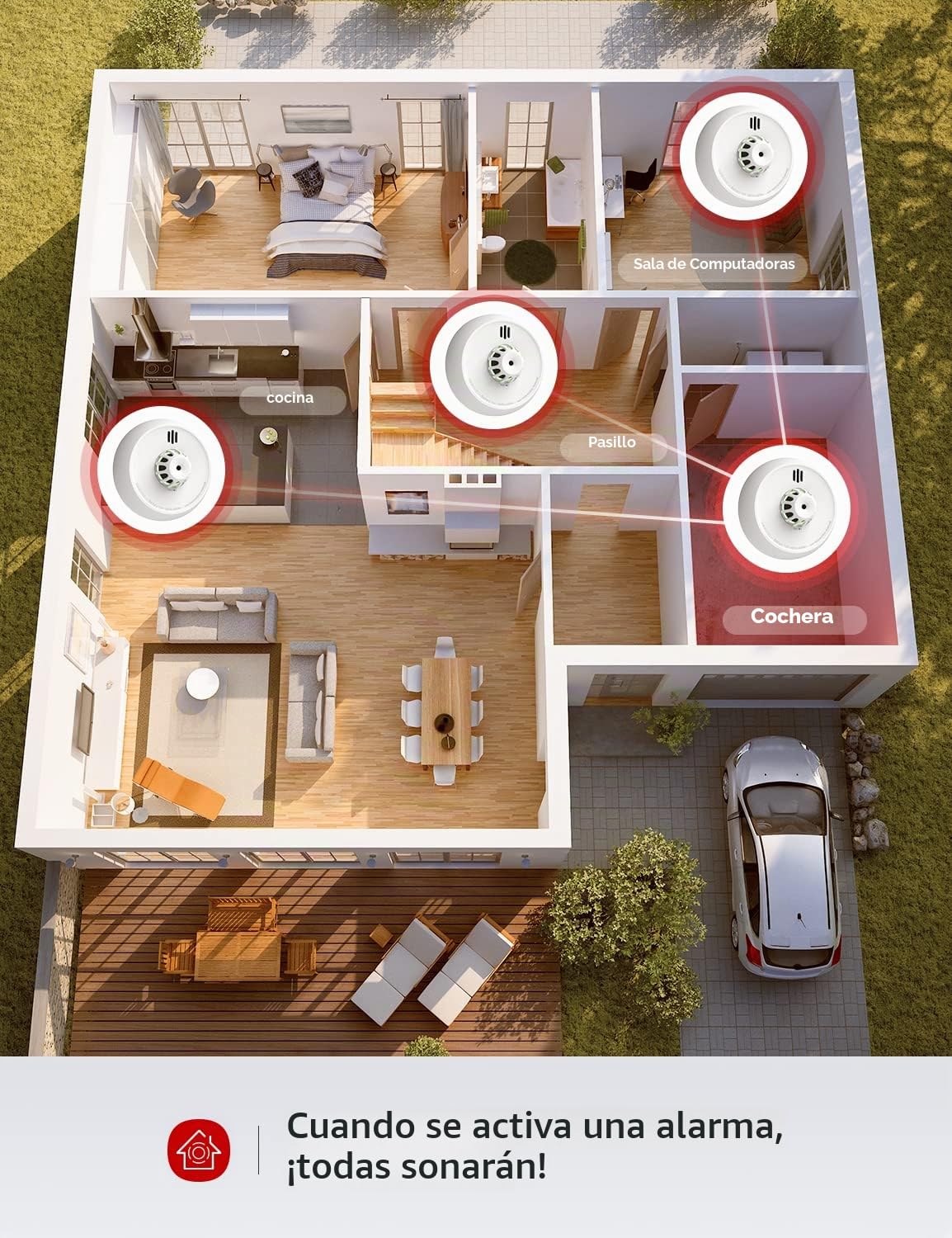 X-Sense Alarma de Calor Wi-Fi con batería sellada de 7 años y fácil configuración, Compatible con la aplicación X-Sense de Seguridad para el hogar, Requiere estación Base SBS50, XH02-M