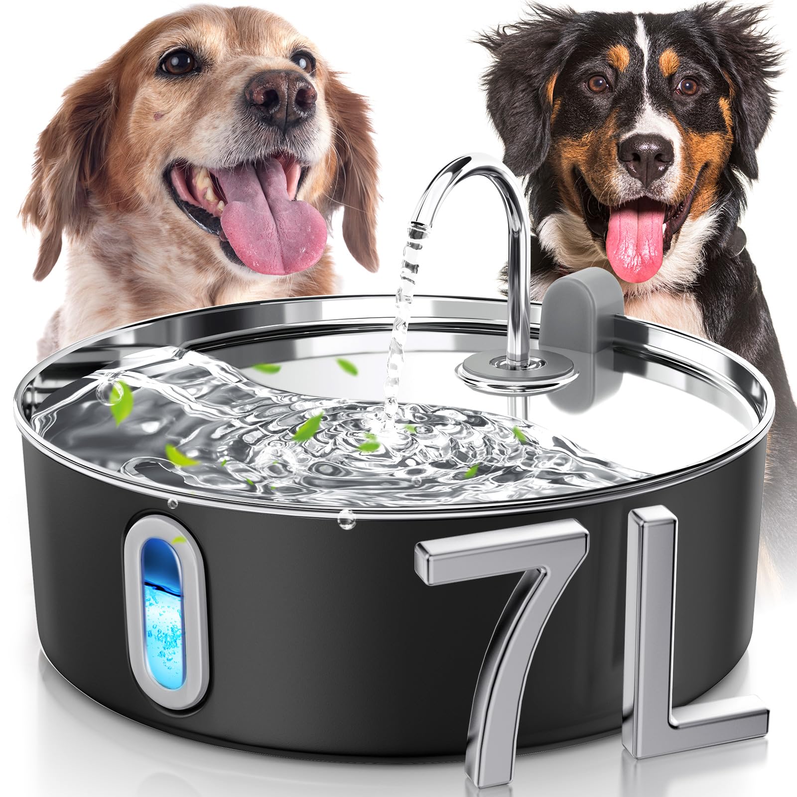 Photo 1 of Smartoo Dog Water Fountain for Large Dogs 7L/236oz Stainless Steel Dog Water Bowl Dispenser Automatic Pet Water Fountain, Multi-Filtration Pet Fountain with Ultra-Quiet Pump (Black)