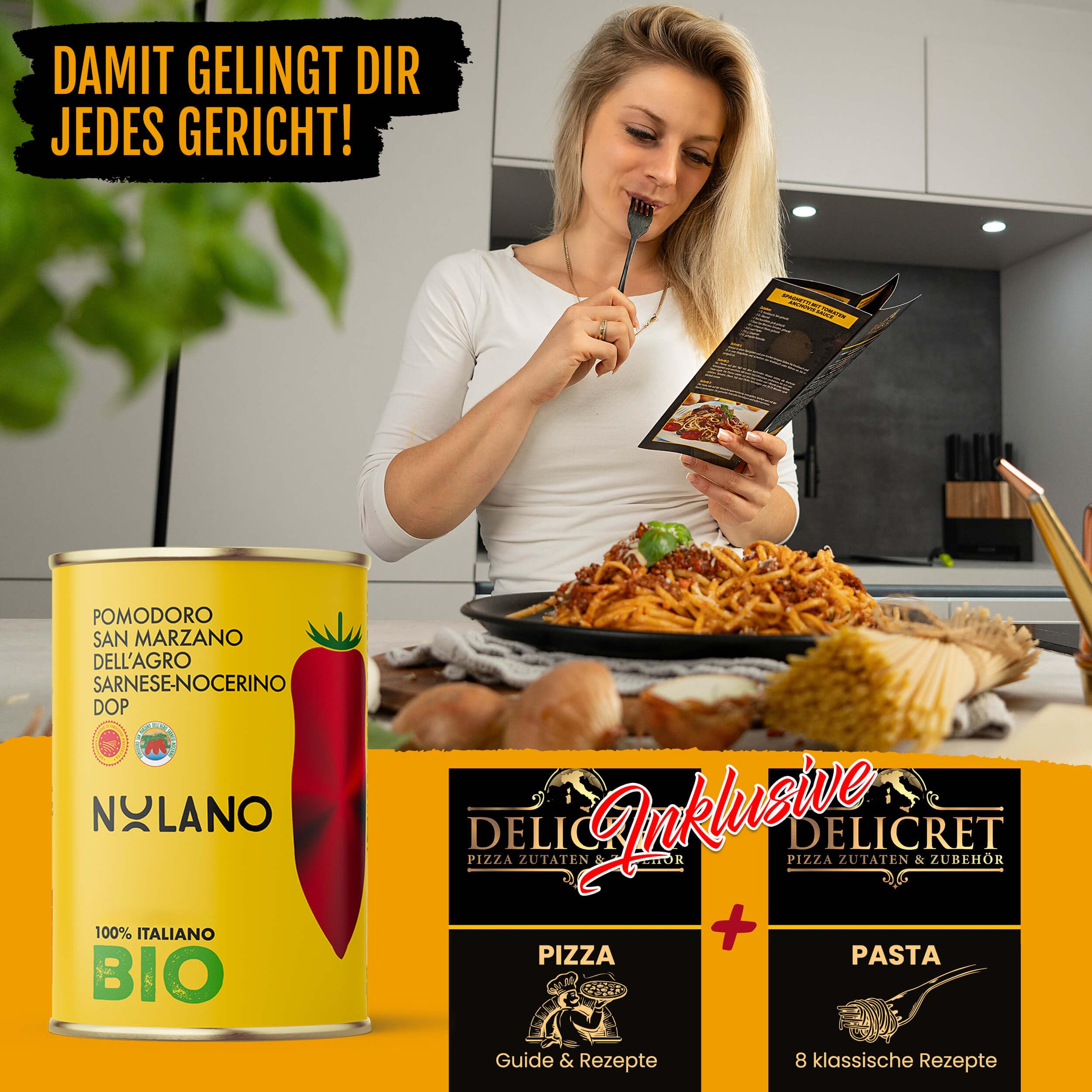 DELICRET - Nolano BIO San Marzano Tomaten DOP – 6x 400g | erste BIO zertifizierte San Marzano weltweit | perfekt für Pizza & Pasta | ganze geschälte Tomaten vom Vesuv (6x 400g)